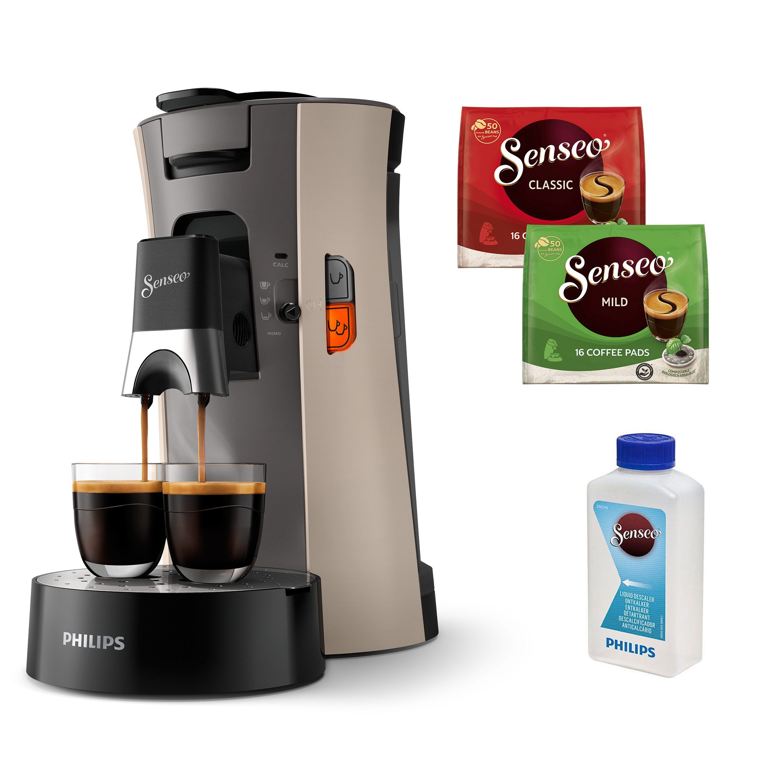 Philips Senseo Kaffeepadmaschine Select CSA240/30, mit drei Kaffee-Einstellungen, aus 21% rec. Plastik, Memo-Funktion, inkl. Gratis-Zugabe, Wert 14 UVP