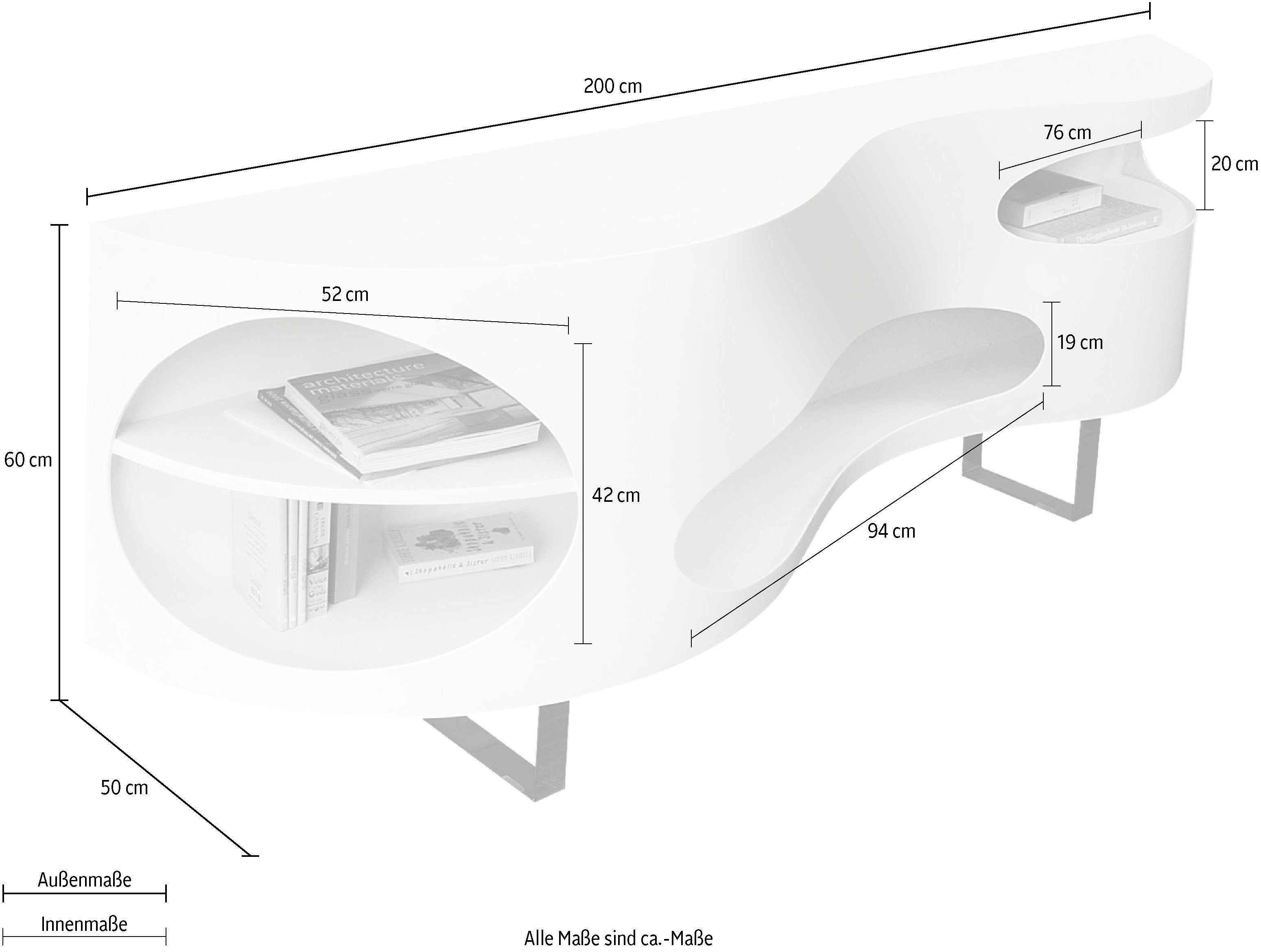 SalesFever Sideboard Slough - Stilvolle Kommode, Kommode in extravaganter Form, Breite 200 cm