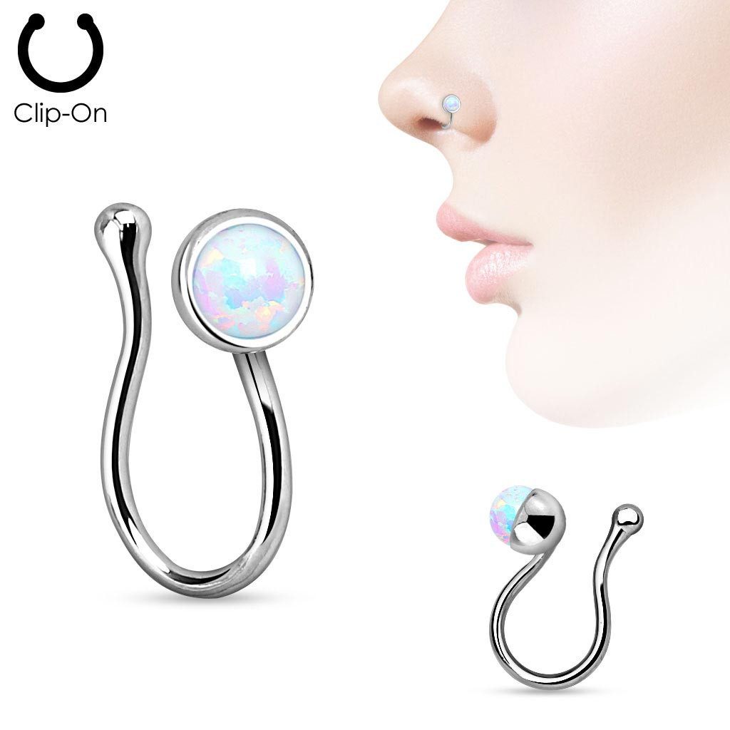Order & Smile Schmuck Nasenpiercing Fake Nasenstecker: Opal Nasenpiercing ohne Loch