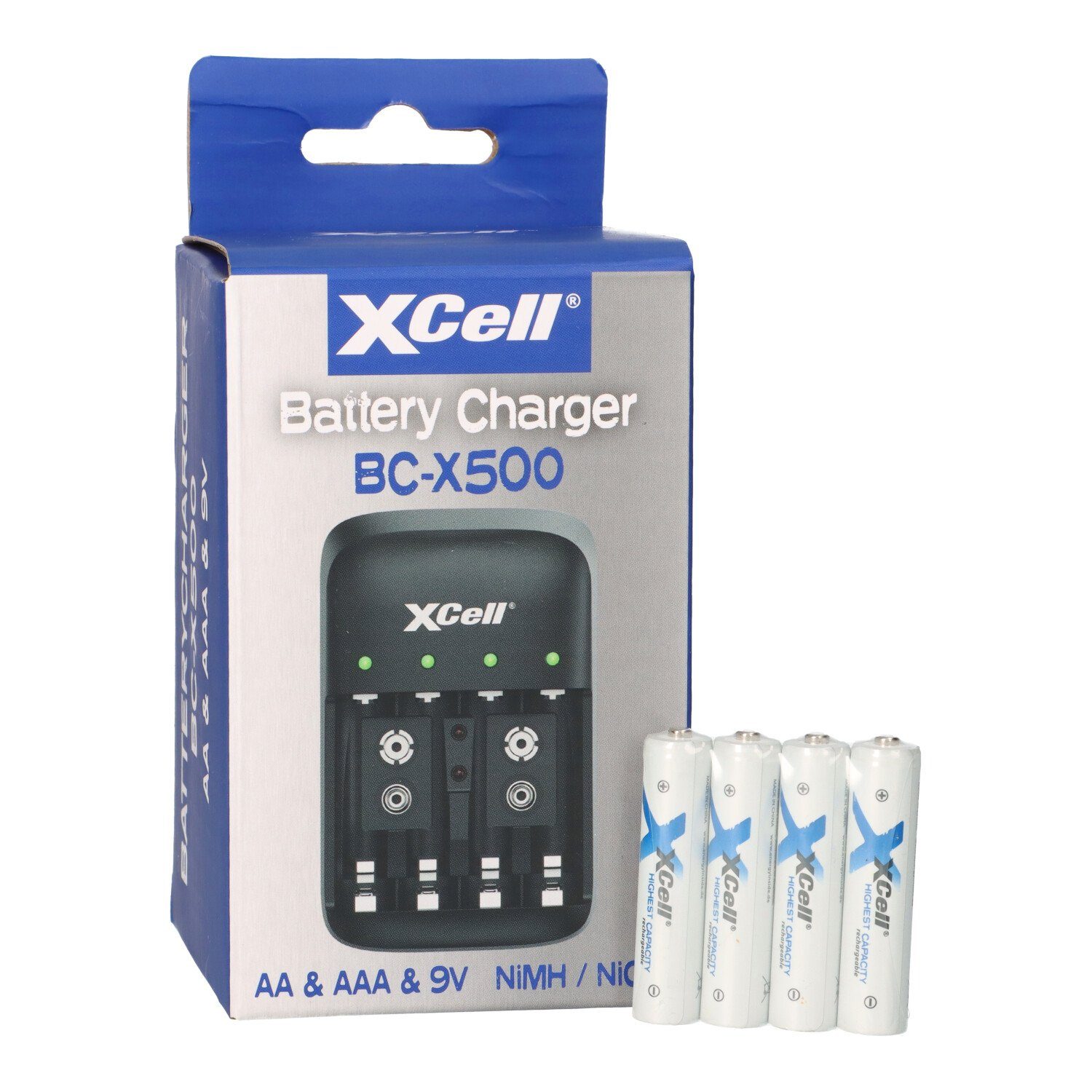 XCell Ladegerät BC-X500 für NiMH Akkus + 4x AAA (Micro) 1,2V 1150mAh Akku