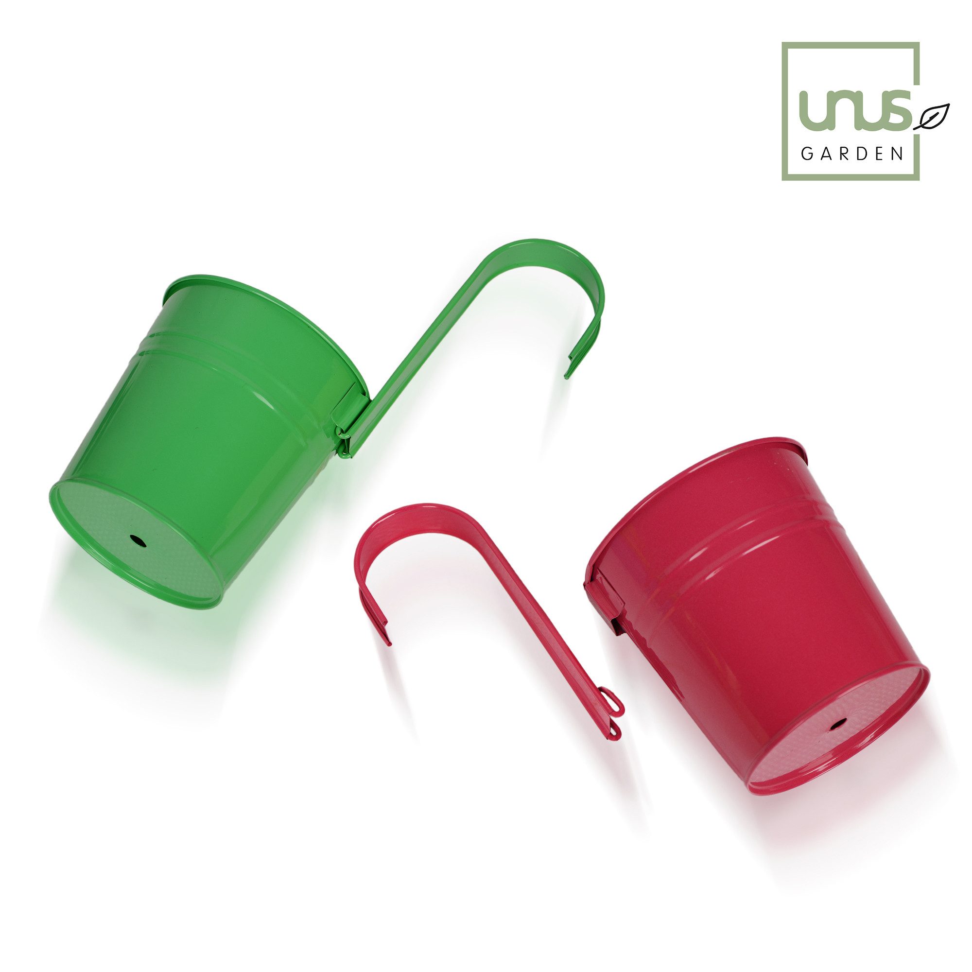 UNUS GARDEN Blumentopf Metall Blumentopf draußen Hängetöpfe mit Henkel (10 teilig in bunten fröhlichen Farben), Kräutertopf, Hängetopf für Balkon, Garten und Terrasse