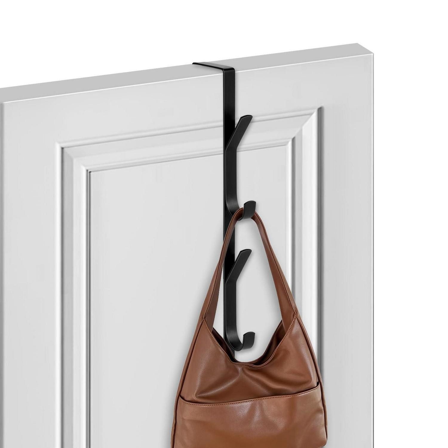 LuxusKollektion Türgarderobe Garderobenhaken zum Einhängen 5 Haken Schwarz, (1-St)