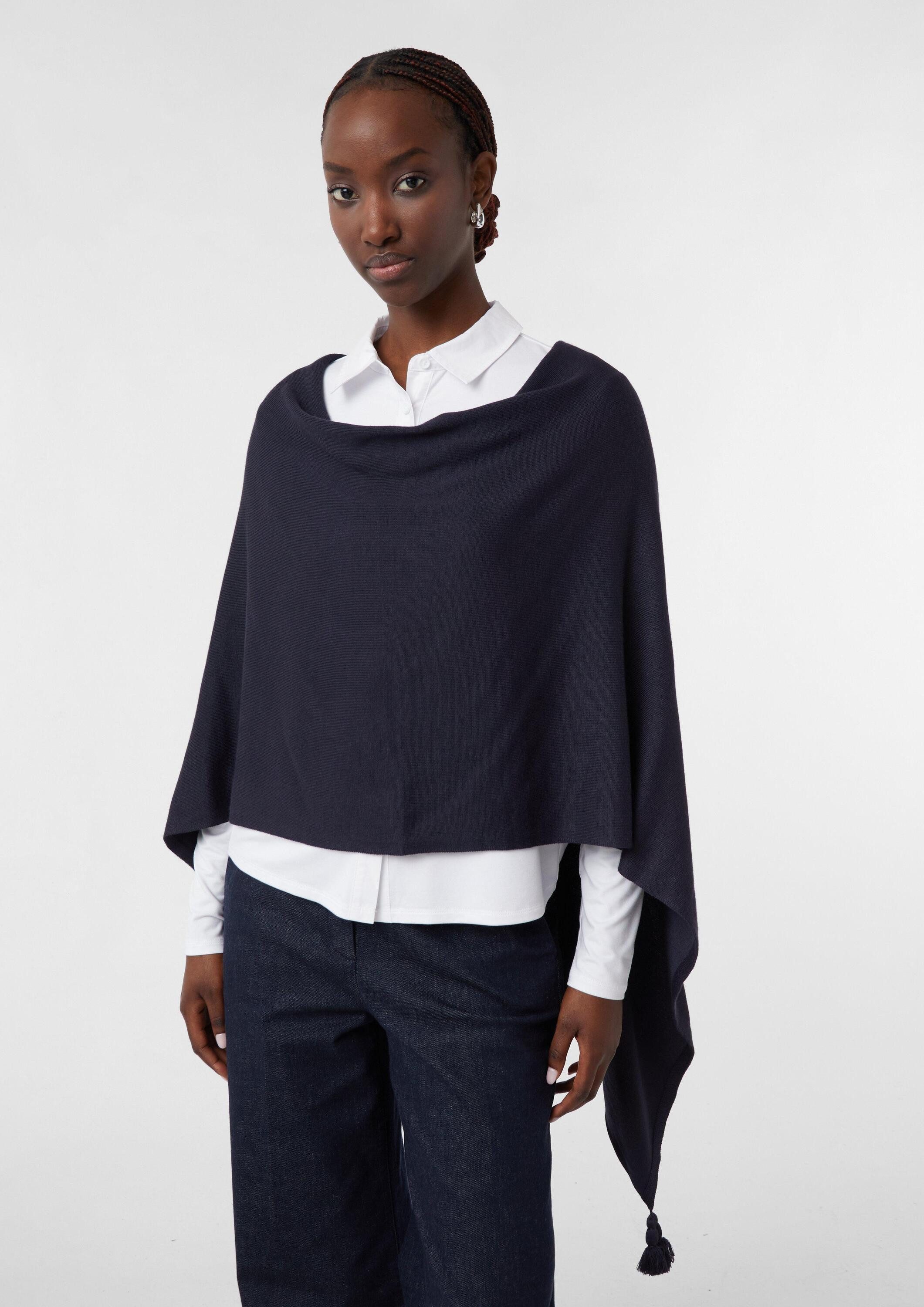 comma Poncho Indoor-Poncho Feinstrick-Poncho mit Quasten (1-St)
