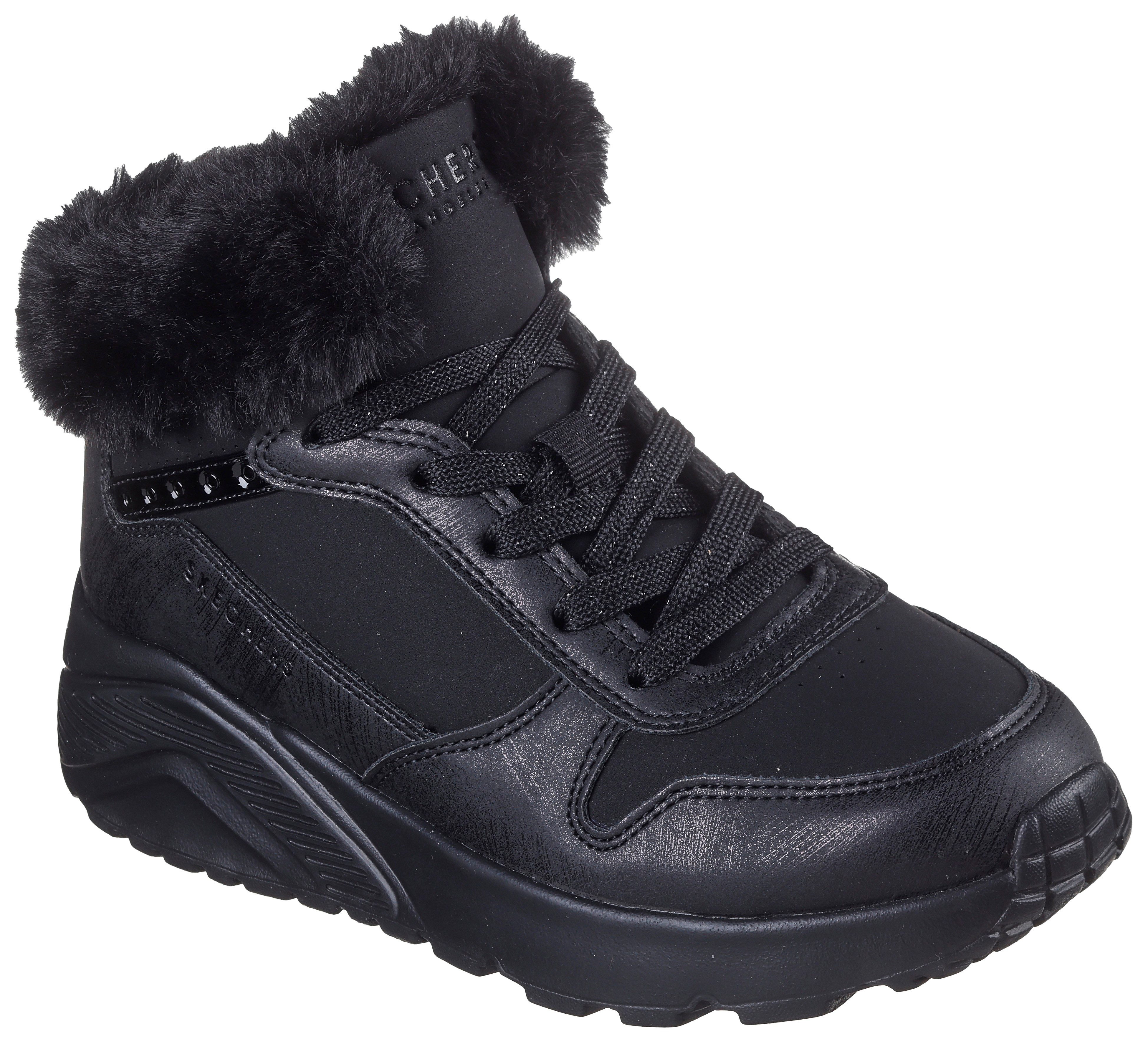 Skechers Uno Lite - Comfurt Collar Sneaker, Schnürboots, Winterstiefel, High Top Sneaker mit wärmendem Futter