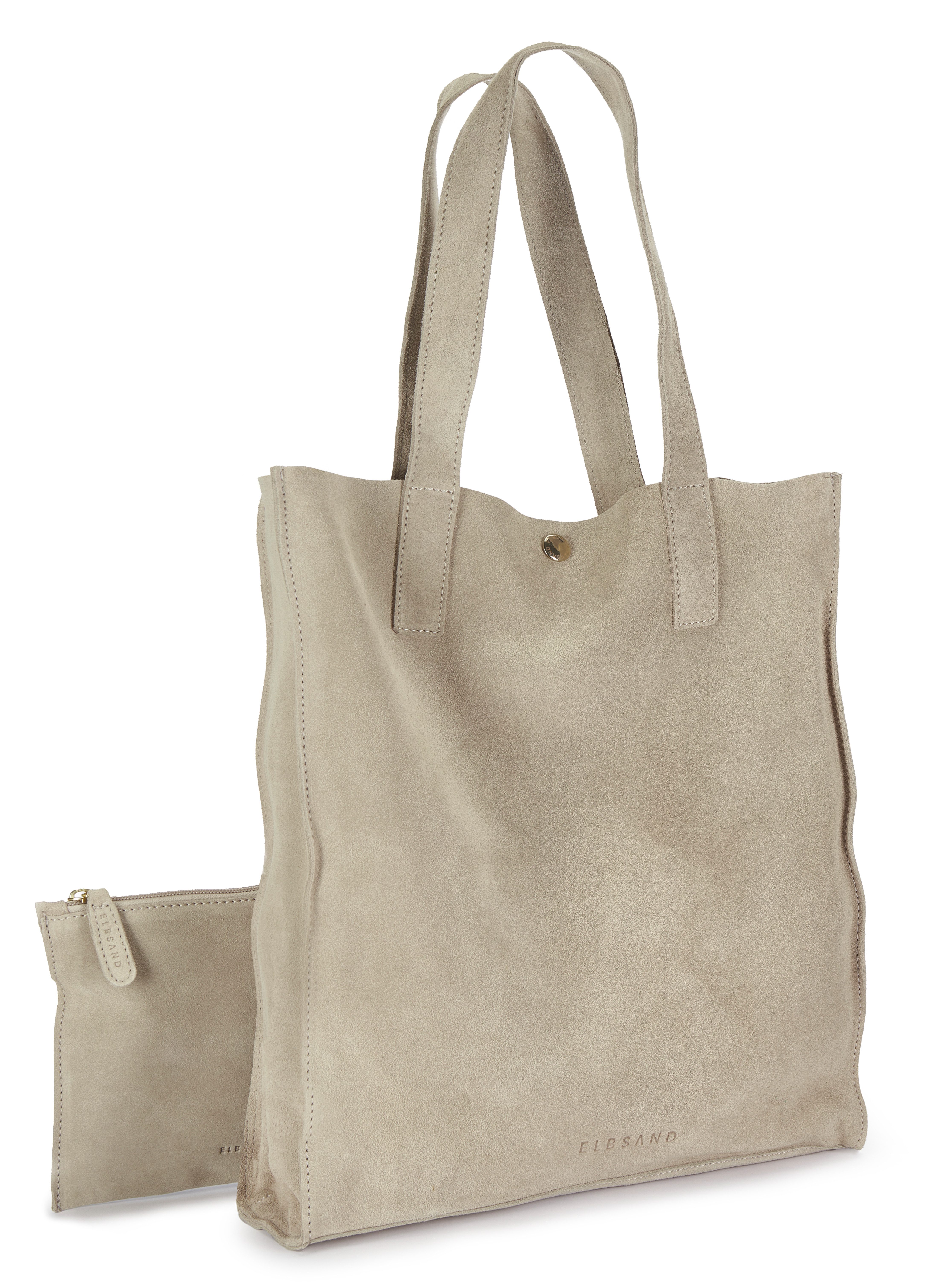 Elbsand Schultertasche Shopper, Ledertasche, Handtasche, Tragetasche, Damentasche, aus weichem Veloursleder