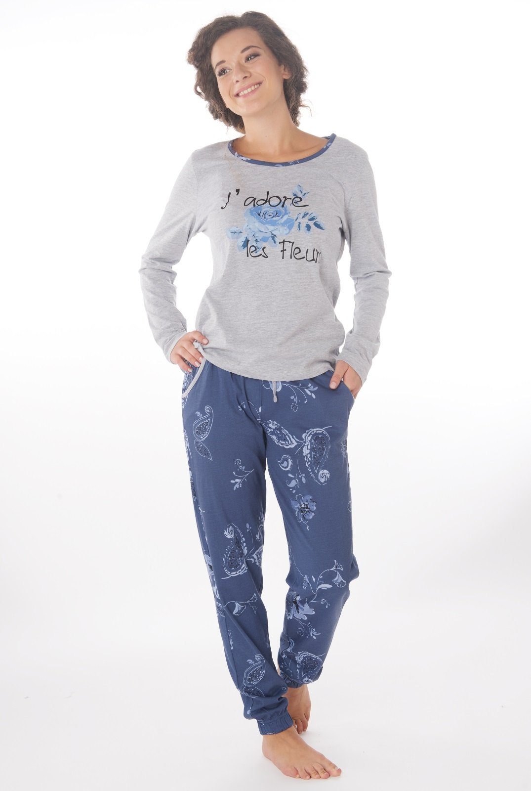 Consult-Tex Pyjama Damen Pyjama Schlafanzug SUN8 Kordelzug, dehnbarem (Packung) Hosenbund Mit Einschubtaschen