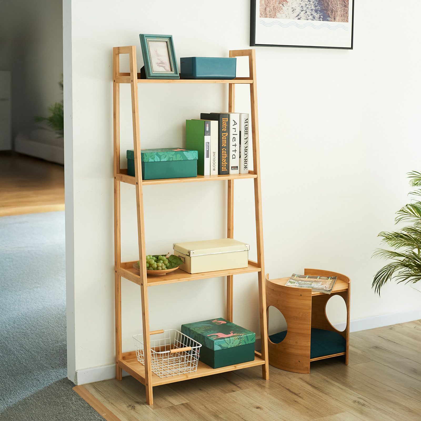 SVITA Bücherregal RAJA, RAJA, Bambusregal, Leiterregal, 4 Böden, Bambus günstig online kaufen