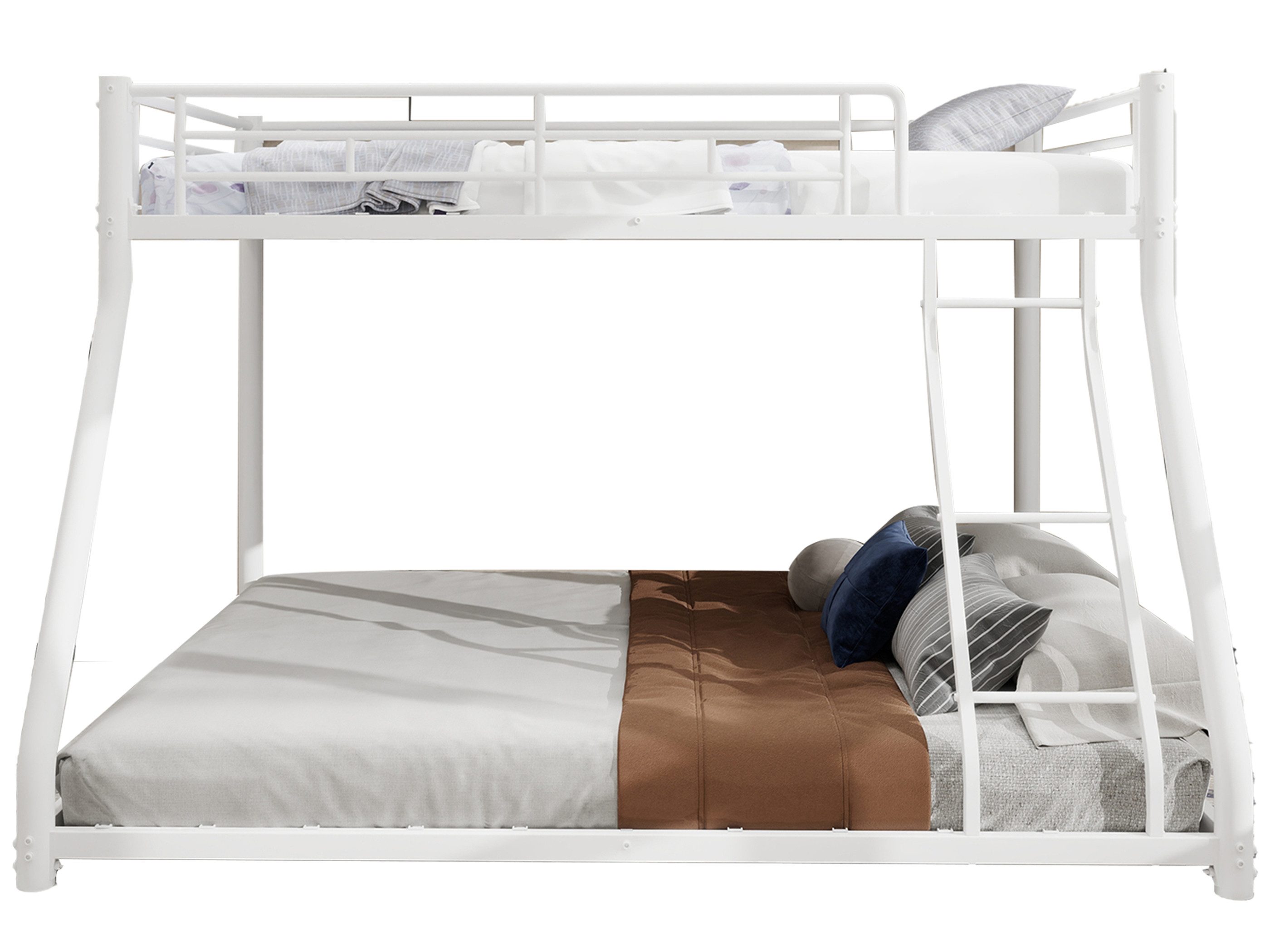 SeedWave Etagenbett Modernes Metallbett, 2 Liegeflächen, 3-stufiger Leiter, 90/140×190cm, Oberes Bett mit Schutzgeländern