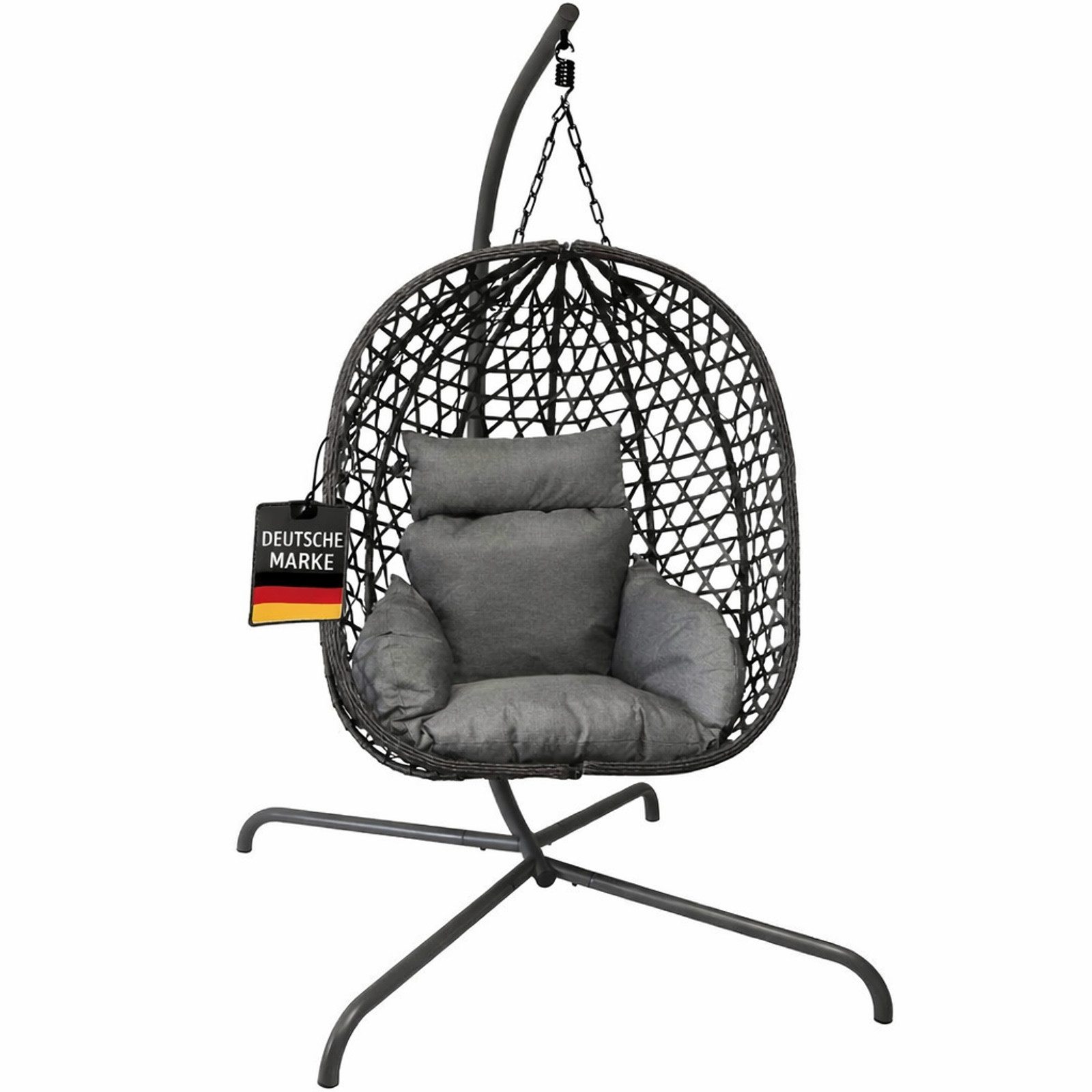 BURI Hängesessel Hängesessel Hängestuhl Anthrazit Hängeschaukel Indoor Outdoor + Kissen