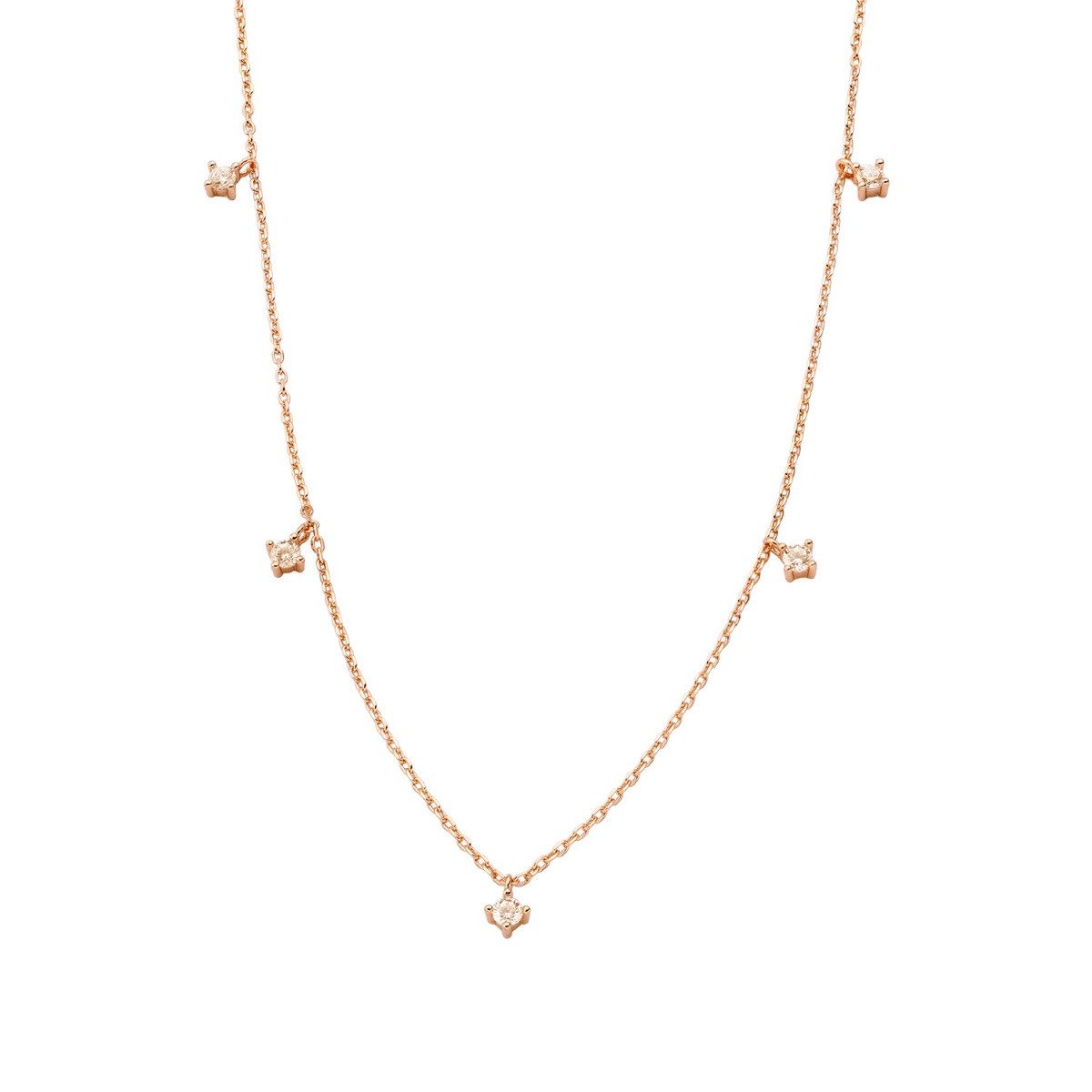 XENOX Kette mit Anhänger Xenox Halskette Damen Krappe Zirkonia Silber Rosévergoldet XS2036R