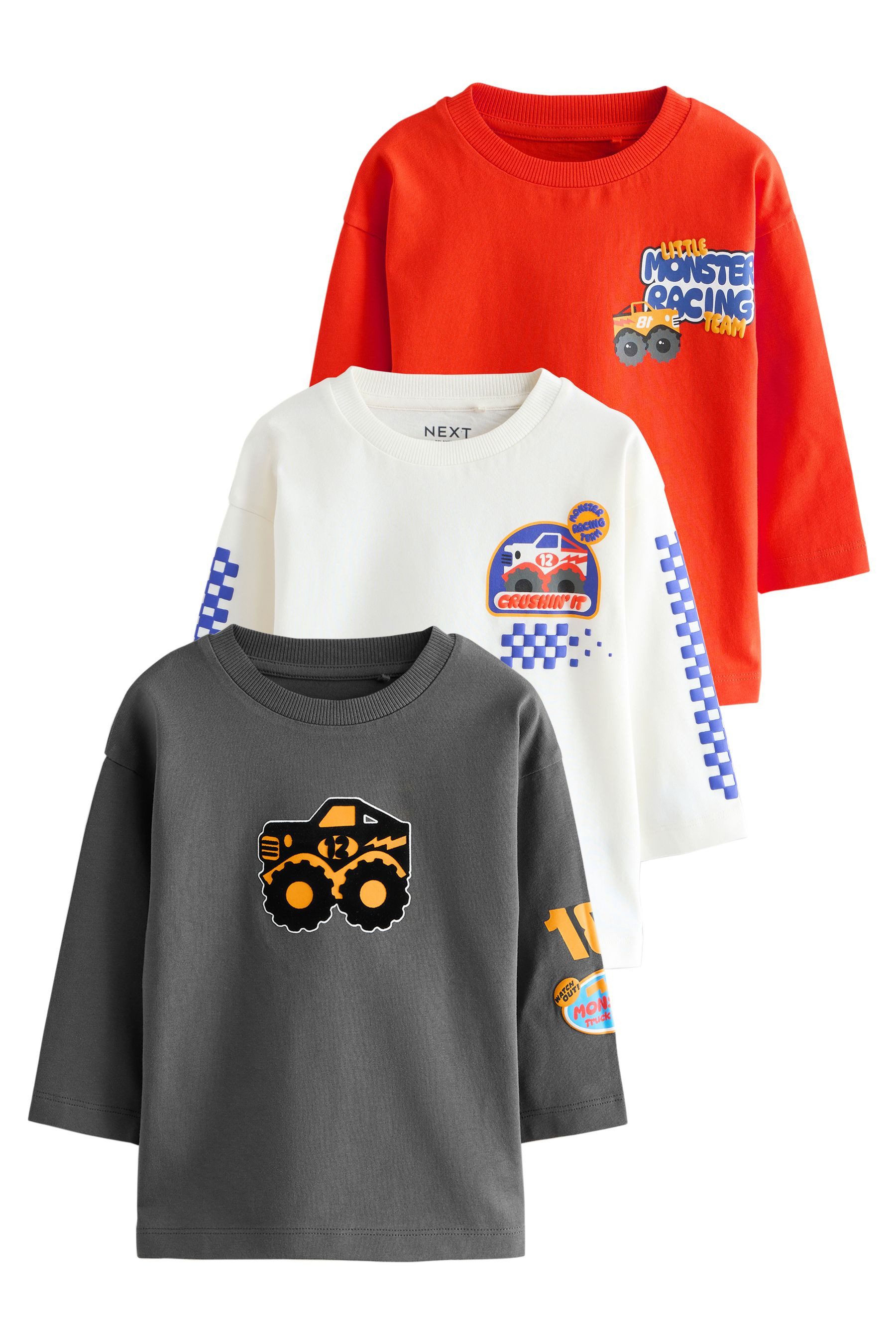 Next Langarmshirt 3er-Pack T-Shirts mit Grafik-Print günstig online kaufen