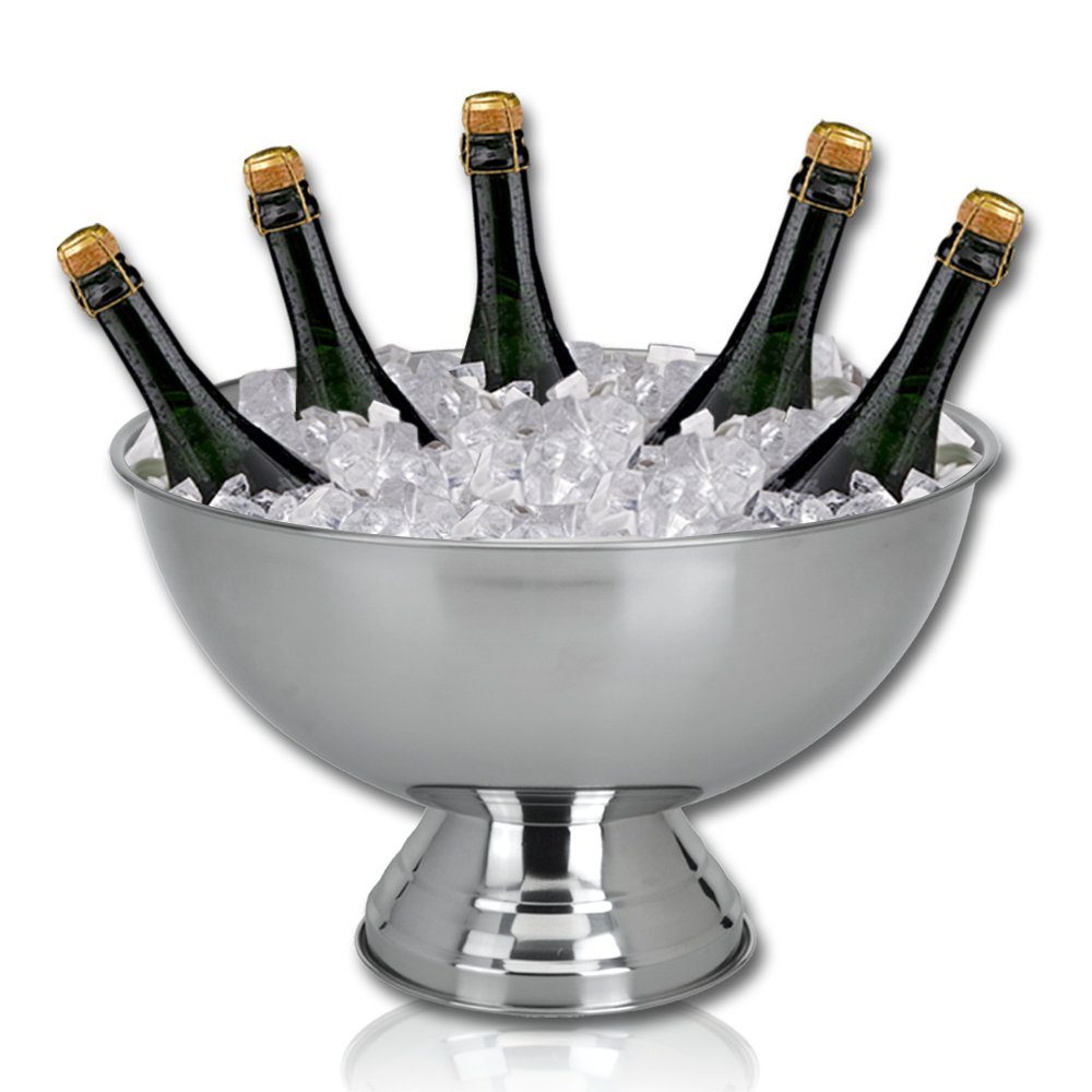 Koopman Wein- und Sektkühler Champagnerkühler Edelstahl Sektschale  Flaschenkühler, Getränkekühler Ø 39cm Eisbehälter, Der Getränkekühler ist  bestens geeignet für die Gastronomie oder für Ihr Zuhause