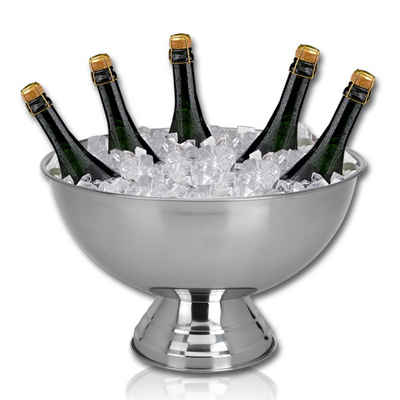 Koopman Wein- und Sektkühler Champagnerkühler Edelstahl Sektschale Flaschenkühler, Getränkekühler Ø 39cm Eisbehälter