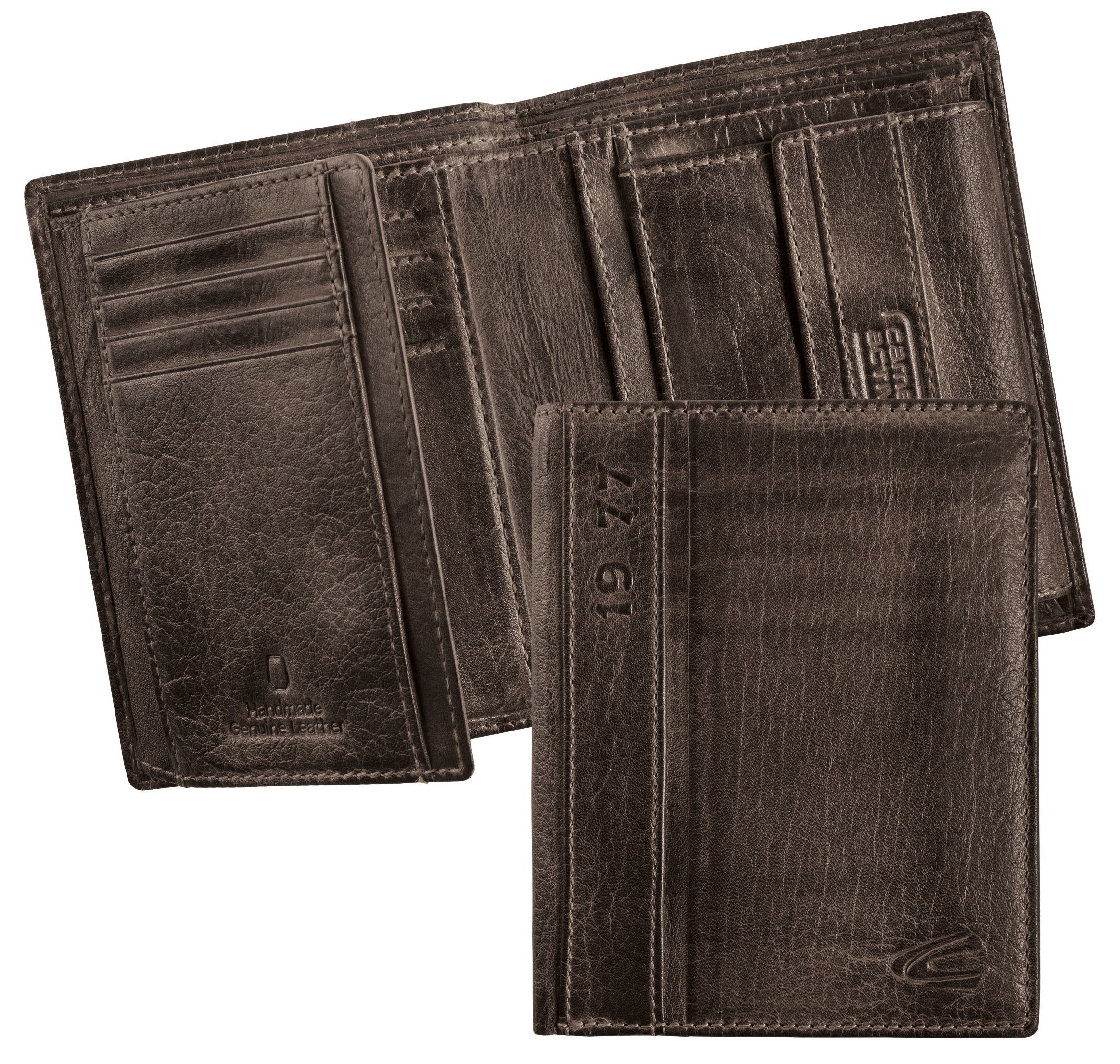 camel active Geldbörse Melbourne, aus hochwertigem Rindsleder mit kernigen Nähten im Used Look