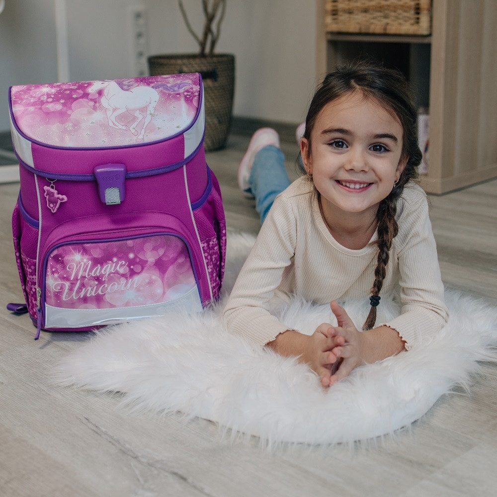 Scooli Schulranzen Scooli CampusFit (Set, 5-tlg., inkl. Federmappe und Turnbeutel), Magic Unicorn EINHORN Pferd