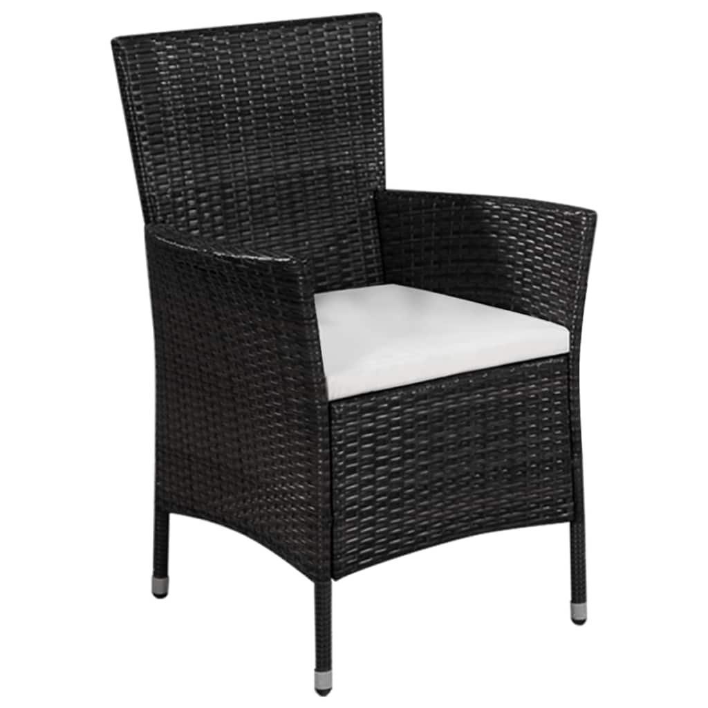 3-tlg Schwarz Rattan Sitzgruppe Set Bistro-Set Poly vidaXL Garten-Essgruppe