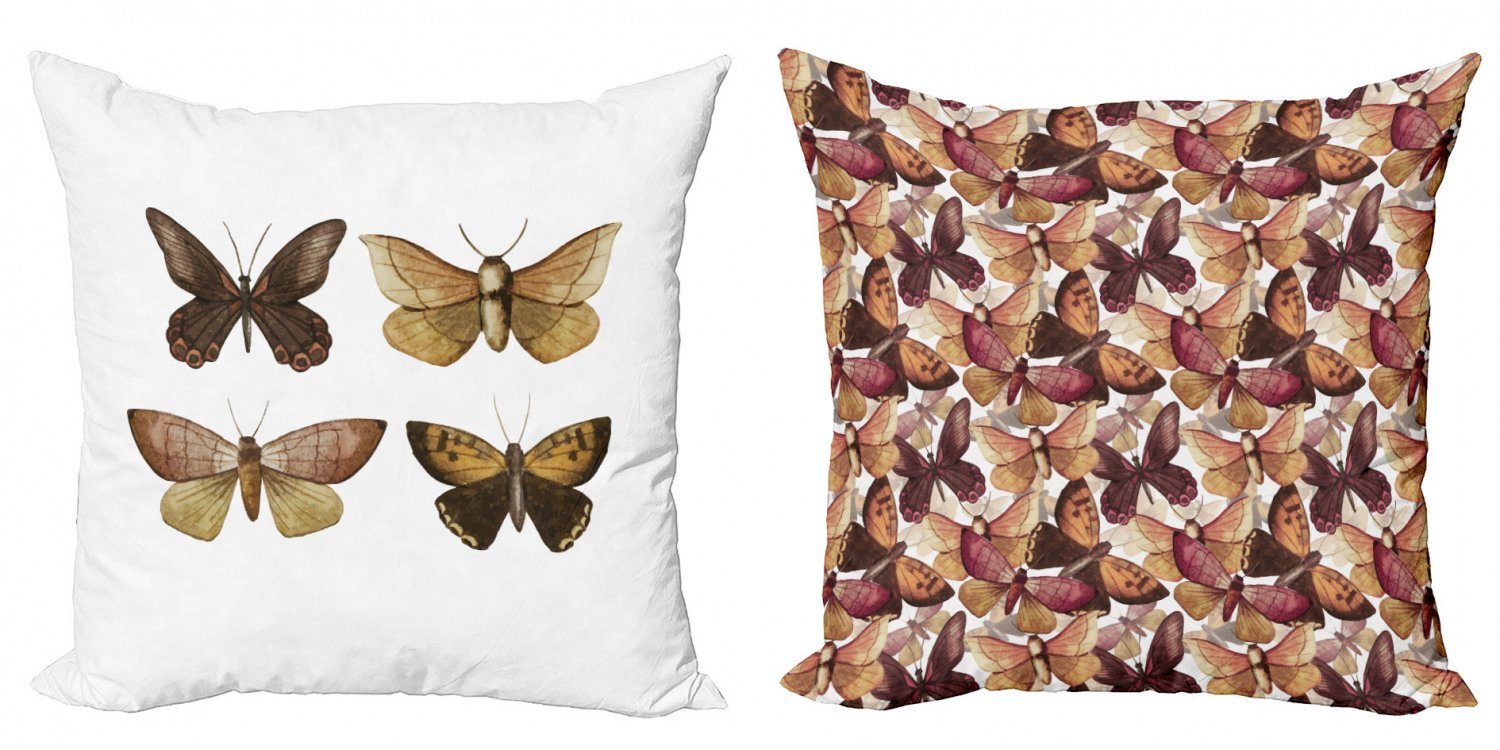 Kissenbezüge Modern Accent Doppelseitiger Digitaldruck, Abakuhaus (2 Stück), Schmetterling Erdige Farbtöne Moths Motiv