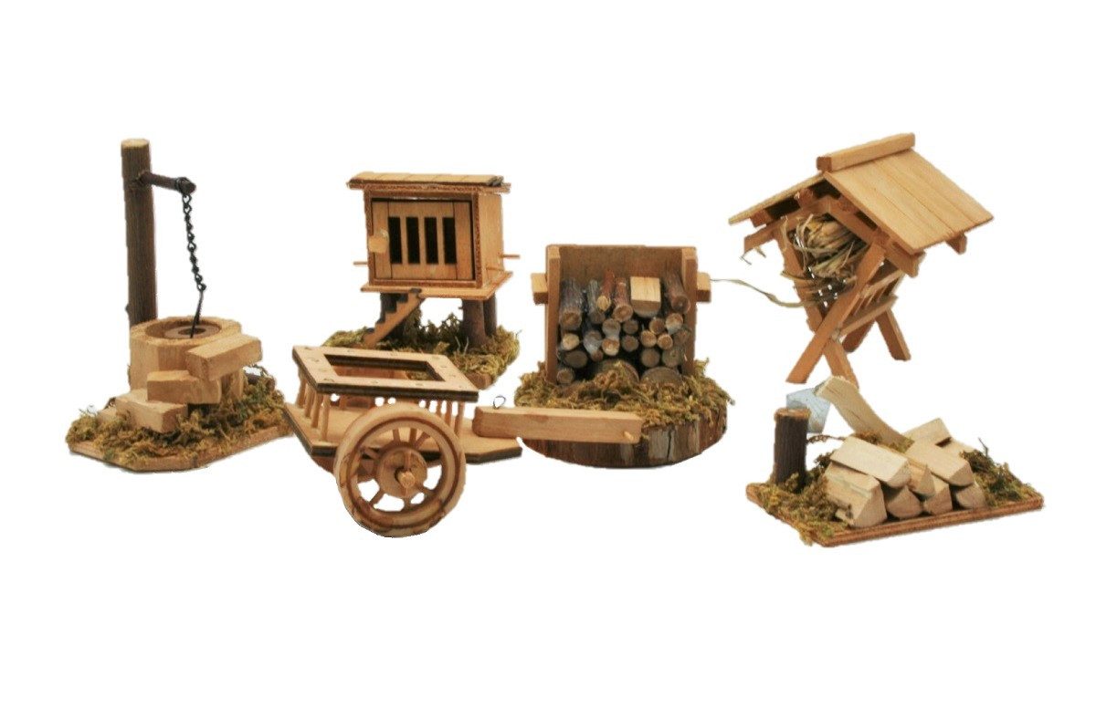 Geschenkestadl Krippen-Zubehör 6 oder 8 teiliges Krippenzubehör aus Holz (6 St)