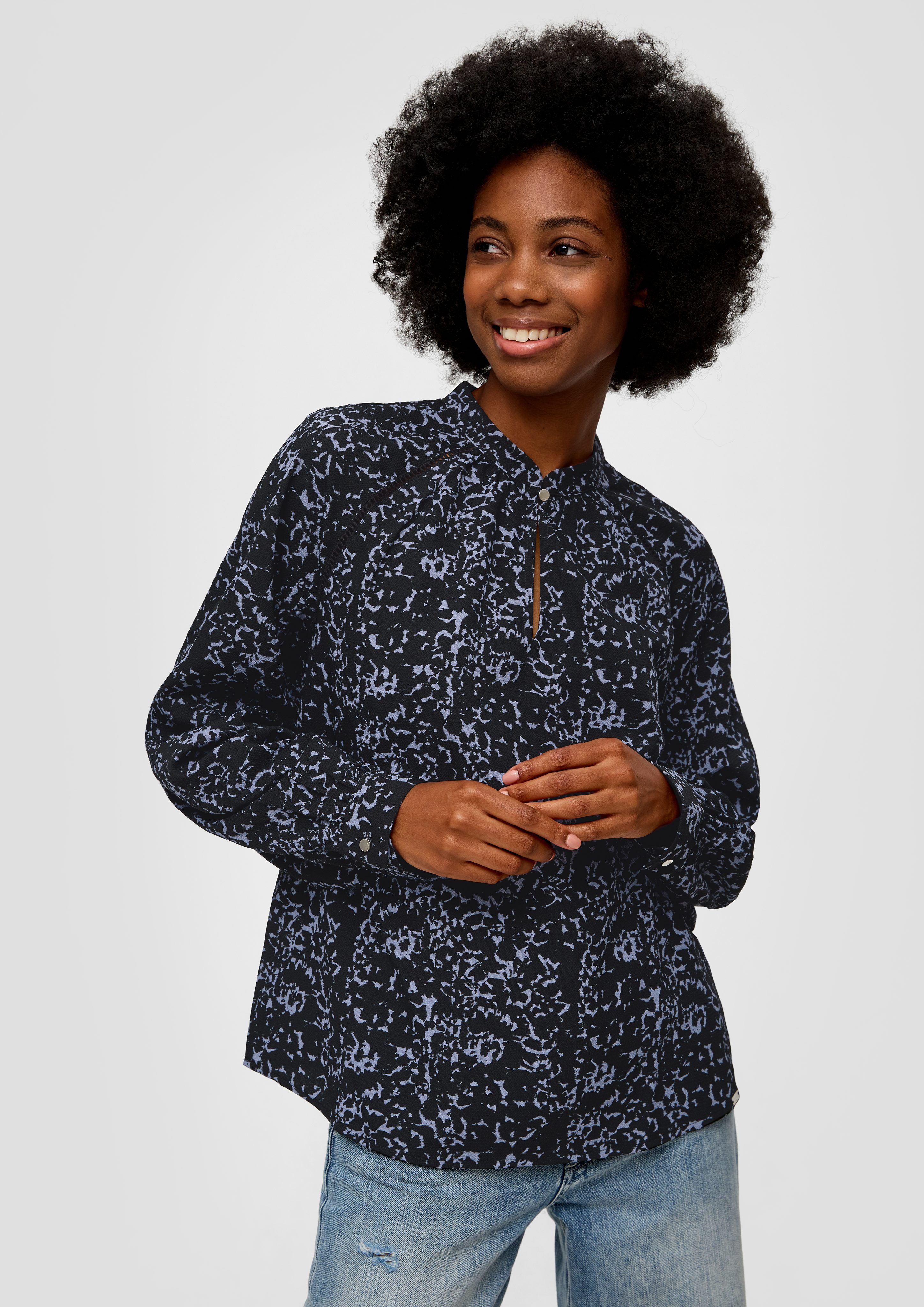 Langarmbluse Bluse mit All-over-Print