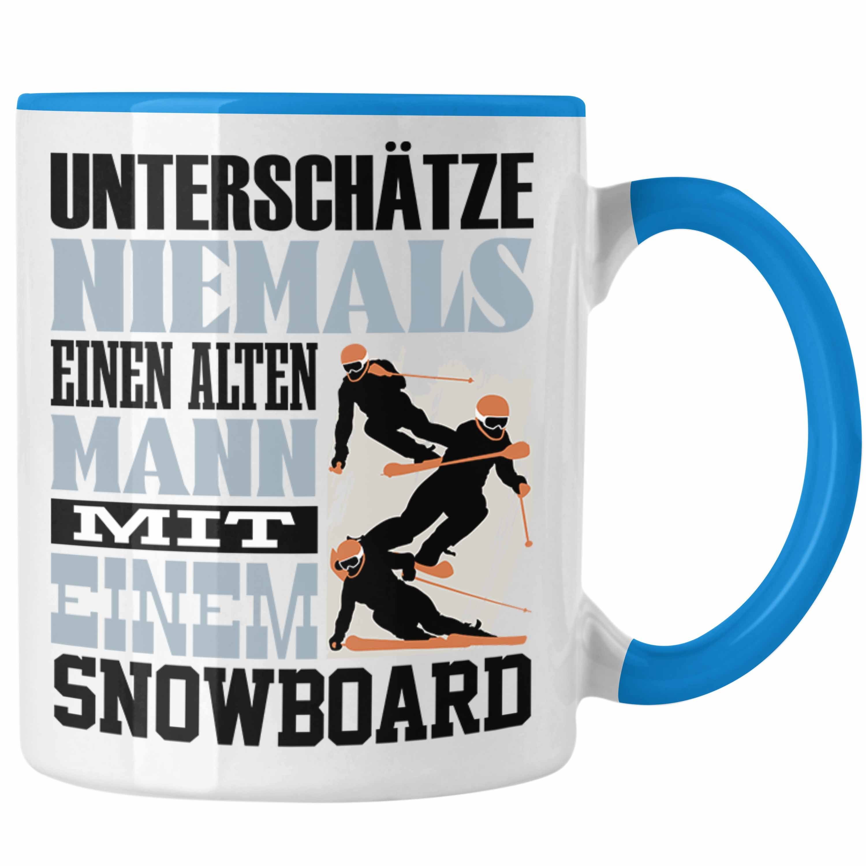 Trendation Tasse Snowboard Tasse Geschenk für Snowboardfahrer Lustiger Spruch Untersch Blau