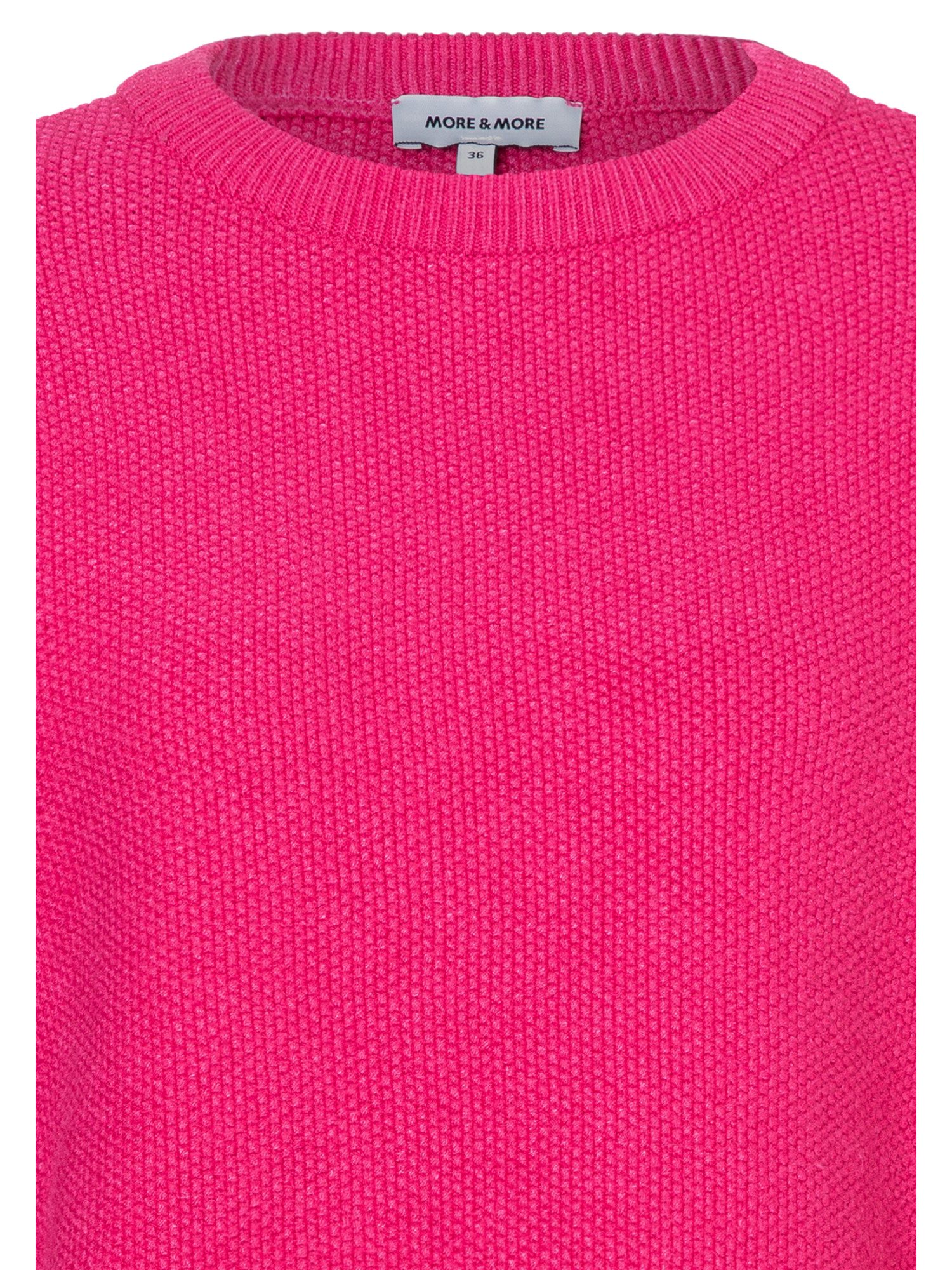 MORE&MORE Rundhalspullover kurzer, weiter 3/4 Arm Strickpullover