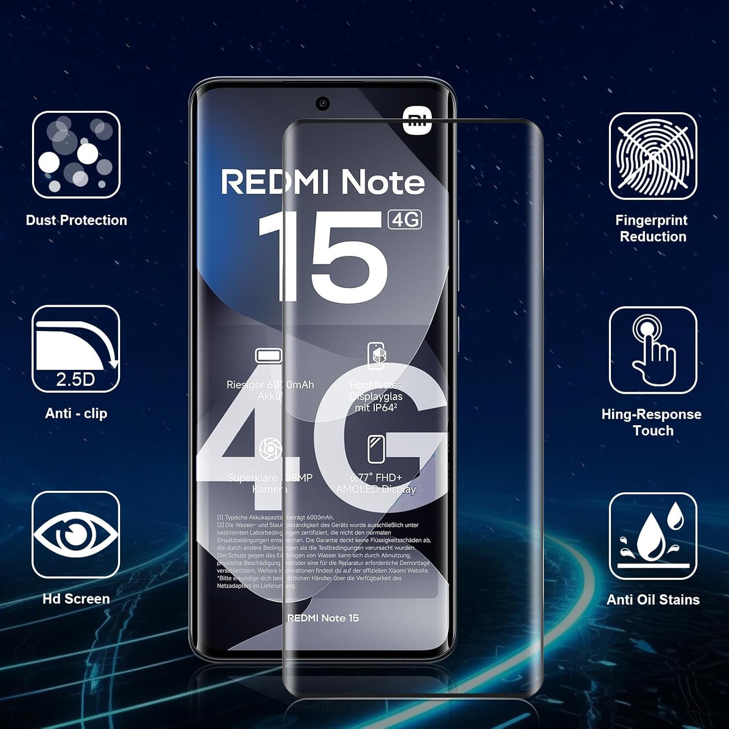 MSM Displayschutzglas 2X 3D Schutzglas (Display + Kamera) für Xiaomi Redmi Note 15 4G 9H – Bild 3 von 5