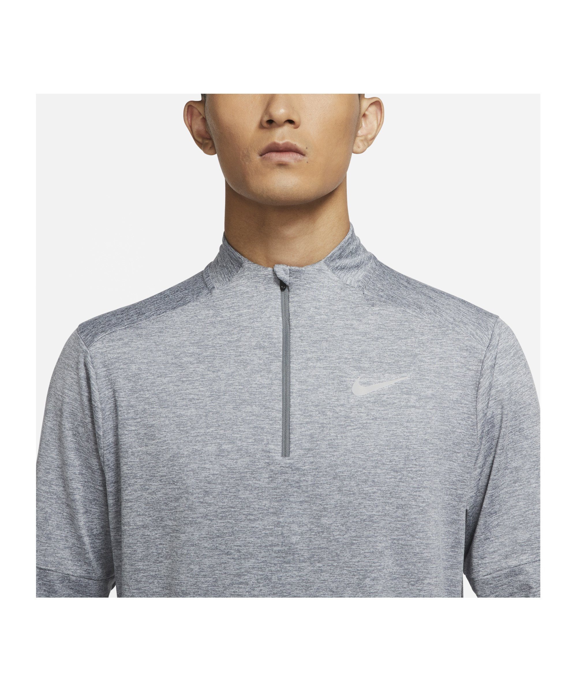 Element Nike HalfZip Sweatshirt Running grausilber Lauftop Daumenöffnung