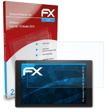 atFoliX Schutzfolie Displayschutz für Amazon Fire HD 10 Model 2015, (2 Folien), Ultraklar und hartbeschichtet