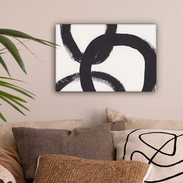 OneMillionCanvasses® Leinwandbild Abstrakt - Formen - Schwarz - Kreise, Schwarz, Weiß (1 St), Leinwand Bilder Klein, Wand Dekoration 30x20 cm