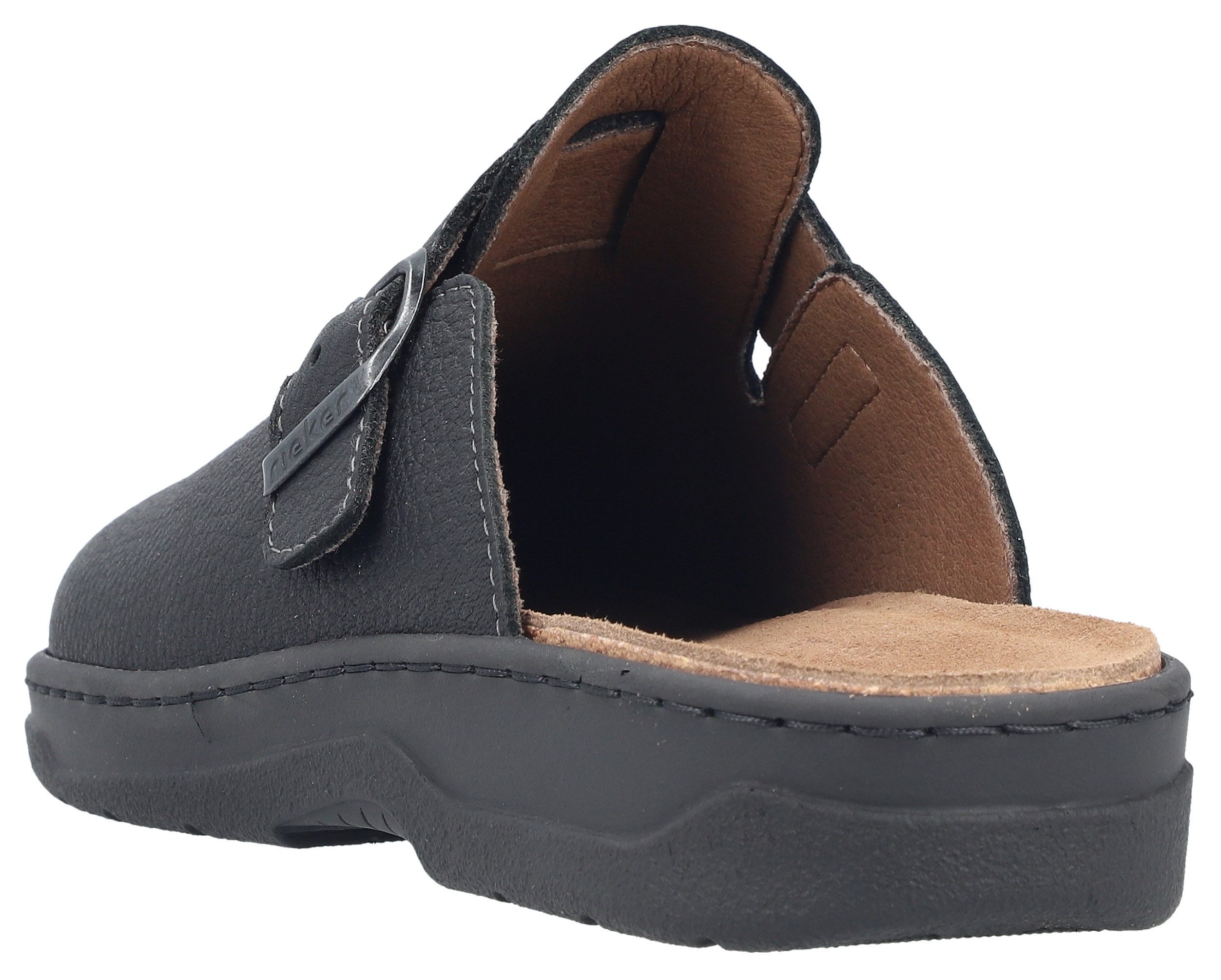 Rieker Clog Pantolette, Schlupfschuh, Hausschuh mit herausnehmbarem Fußbett