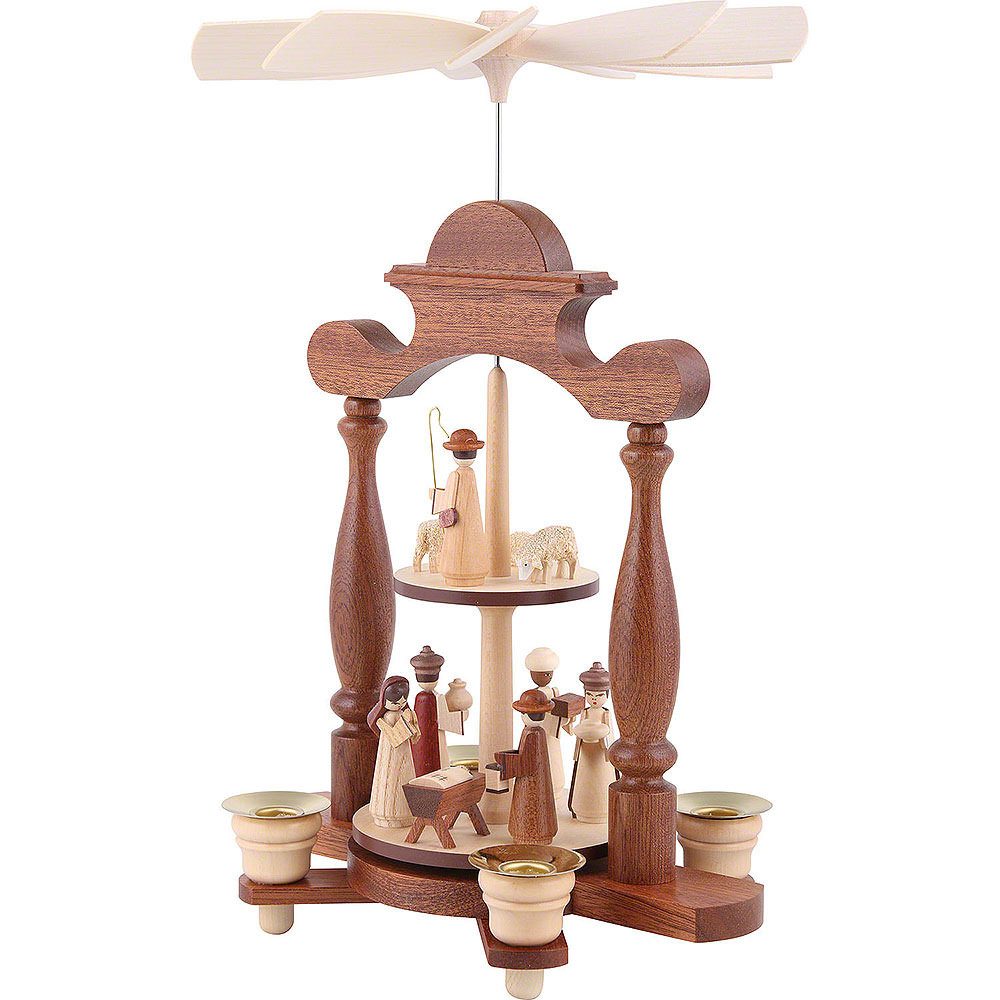 Müller Kleinkunst GmbH Seiffen Weihnachtspyramide 2-stöckige Pyramide Christi Geburt (32cm) von Müller Kleinkunst