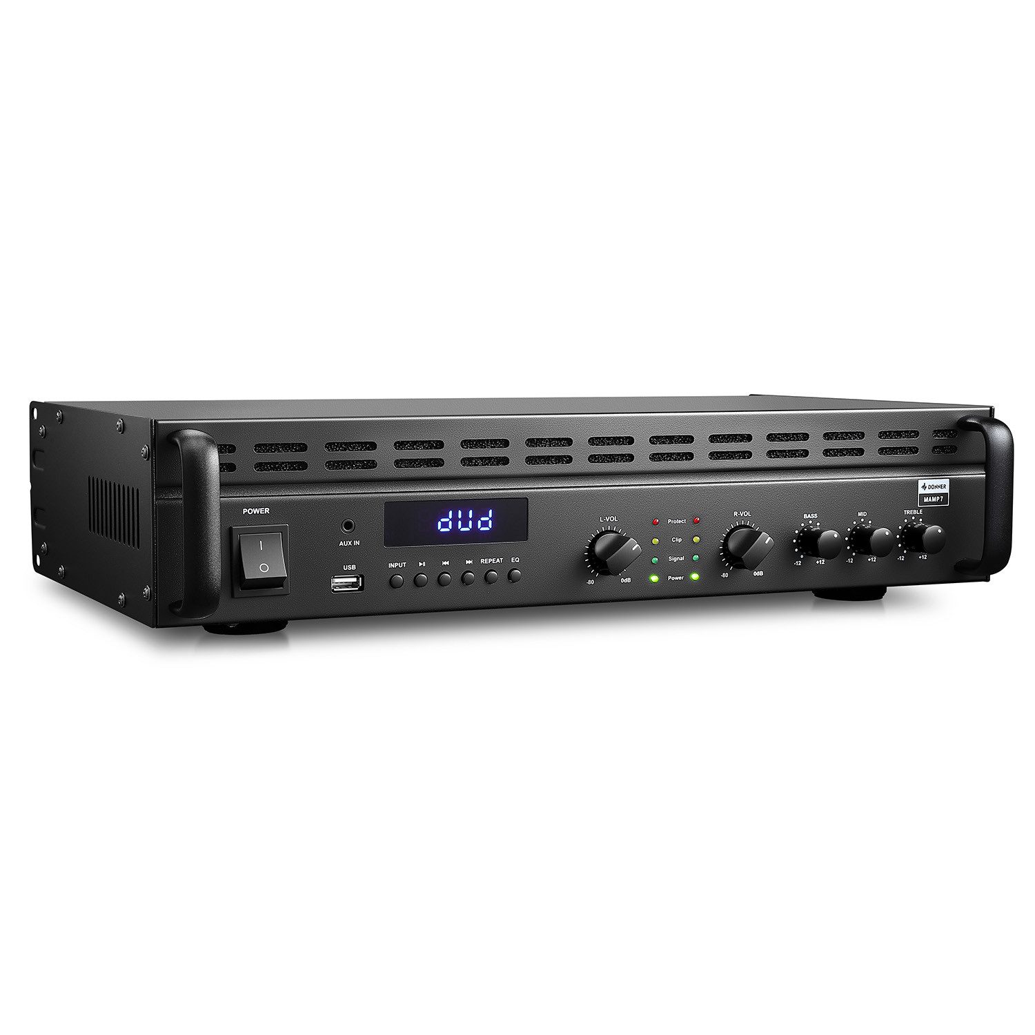 Donner Audioverstärker 2/4/6 Kanal Audio-Leistungsverstärker Stereoempfänger Verstärker (Anzahl Kanäle: 4, 440,00 W, 4 Kanäle, 2 Mikrofoneingänge, Bass, Höhen)