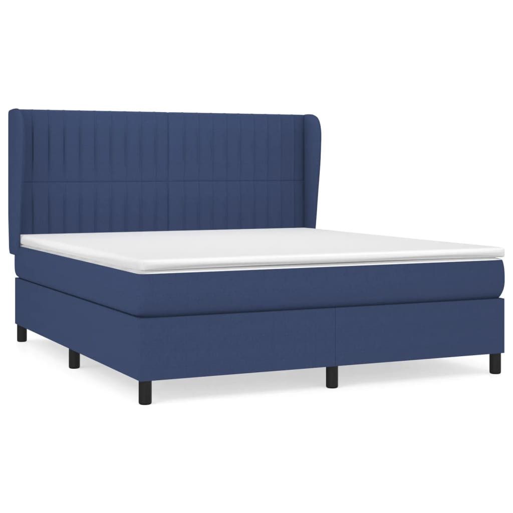 vidaXL Boxspringbett, Boxbett mit Matratze Blau 160x200 cm Stoff günstig online kaufen