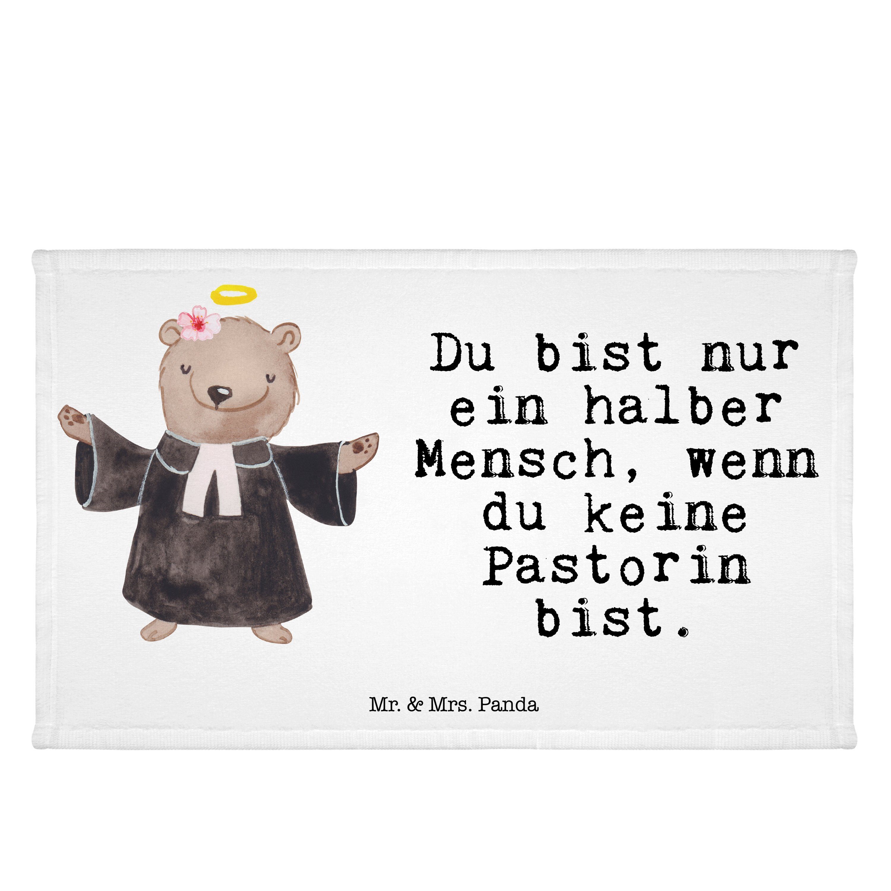 Mr. & Mrs. Panda Handtuch Pastorin mit Herz - Weiß - Geschenk, Schenken, Predigerin Priesterin, (1-St)