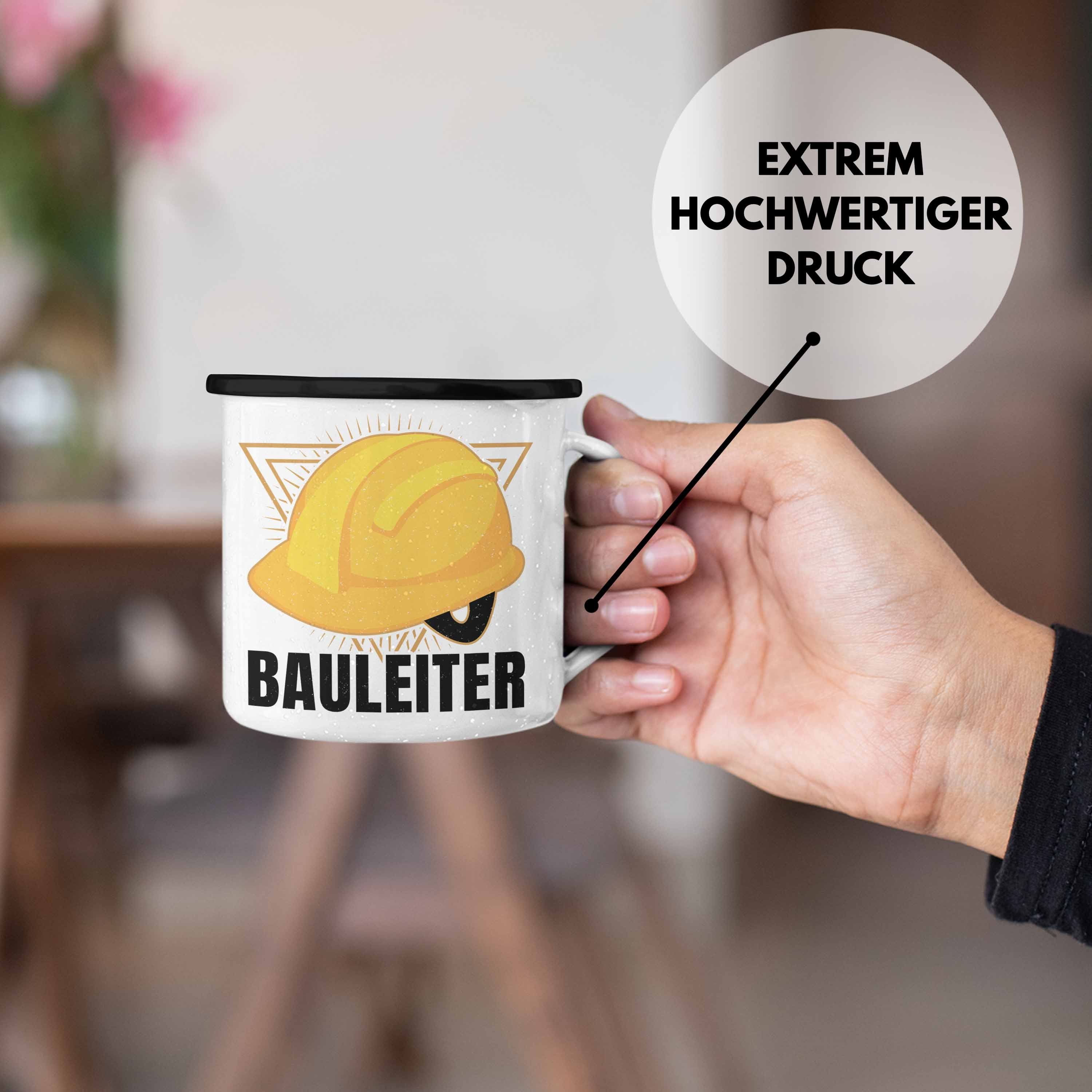 Lustige Trendation Thermotasse Tasse Schwarz Trendation Geschenk Baustelle Emaille Bauarbeiter Emaille - Tasse Bauleiter