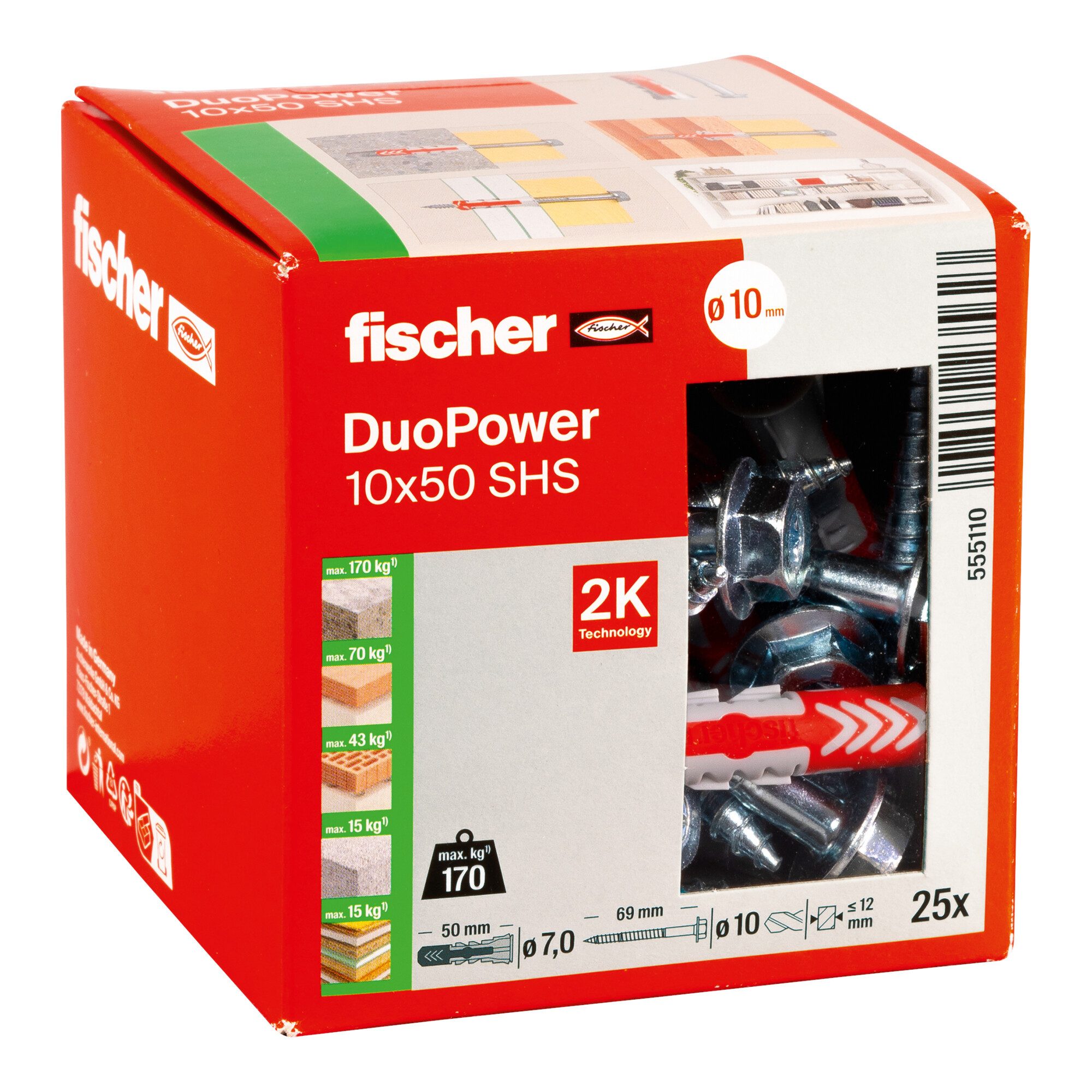 fischer Spreizdübel fischer DUOPOWER 10x50 S 25 Stk