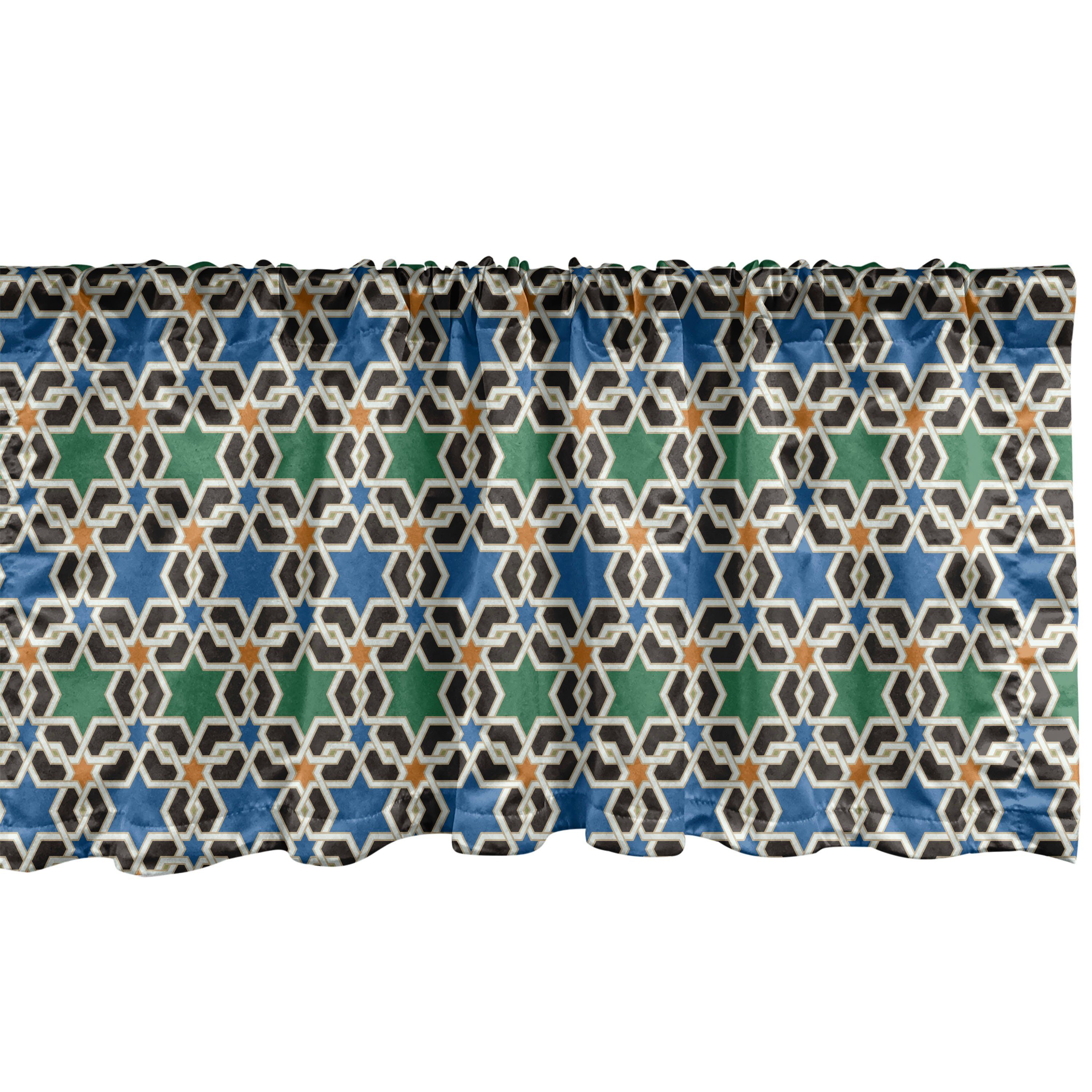 Scheibengardine Vorhang Volant für Küche Schlafzimmer Dekor mit Stangentasche, Abakuhaus, Microfaser, marokkanisch Hexagon-Sternchen