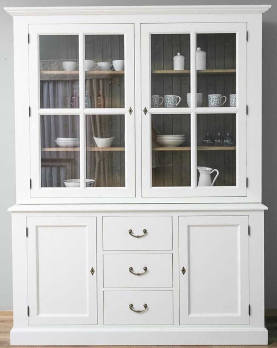 Casa Padrino Küchenbuffet Landhausstil Küchenschrank Weiß / Braun 179 x