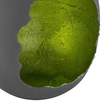 Spetebo Teelichthalter Kerzen Ständer Osterei aus Metall grau matt / metallic grün (Packung, 1 St., Tischdeko), Deko Ei Teelichthalter im eleganten Design