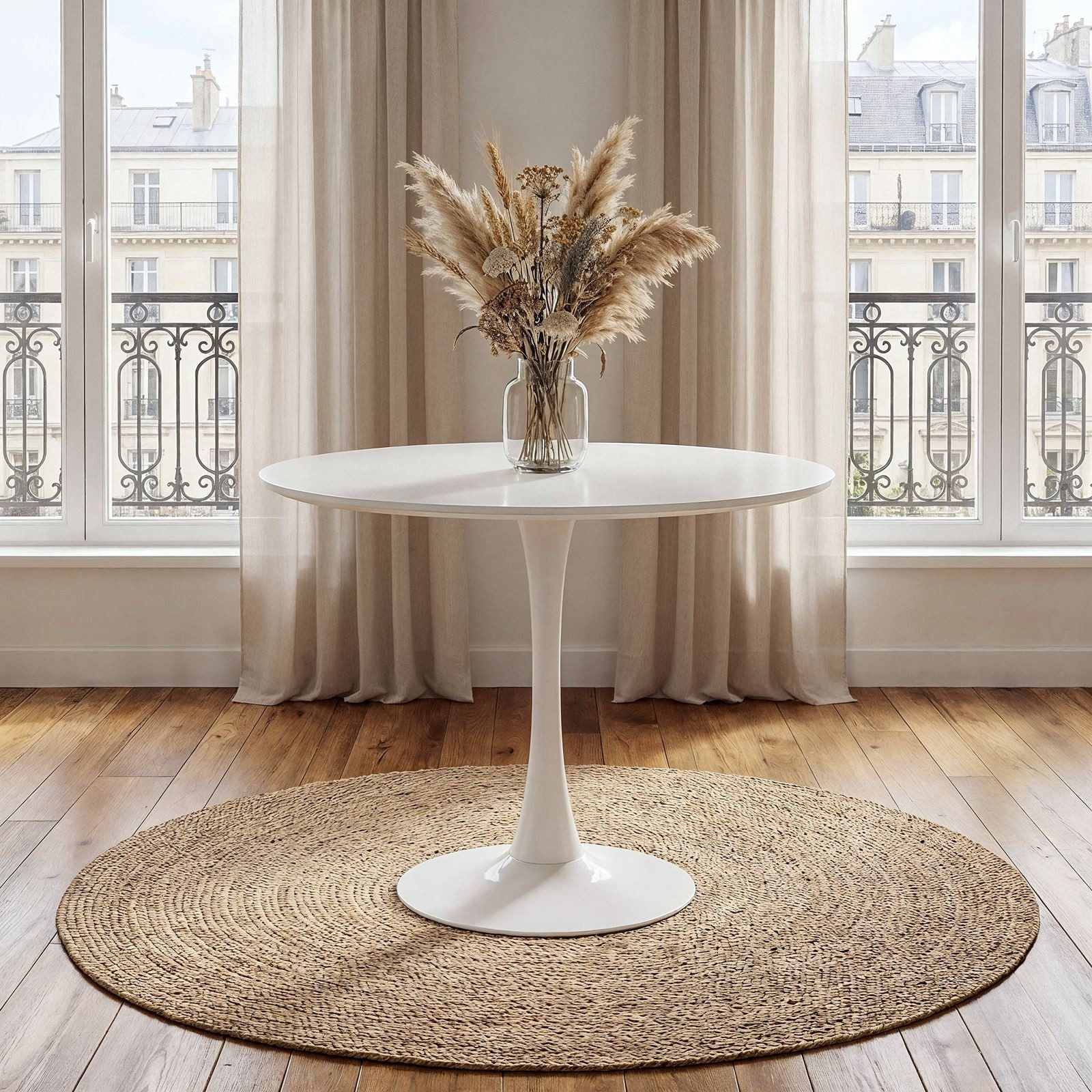 IDIMEX Esstisch LOIRE, Runder Esszimmertisch 80 cm mit Tulpenfuß und MDF-Platte Weiß