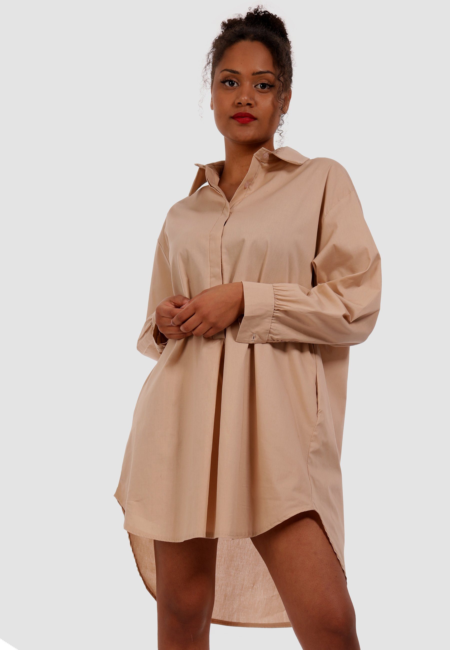 YC Fashion & Style Hemdblusenkleid »Blusenkleid Long Bluse XXL Look Vokuhila  aus Baumwolle« (1-tlg) online kaufen | OTTO