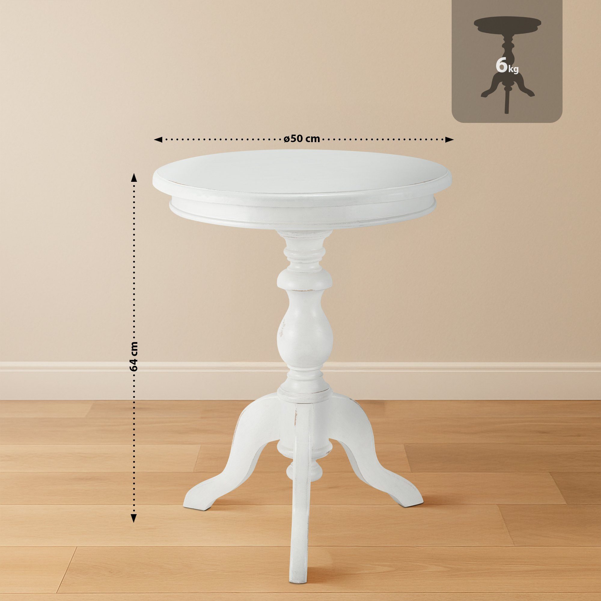 CLP Beistelltisch Wiva, runder Tisch aus Mindiholz, 50 cm Durchmesser günstig online kaufen