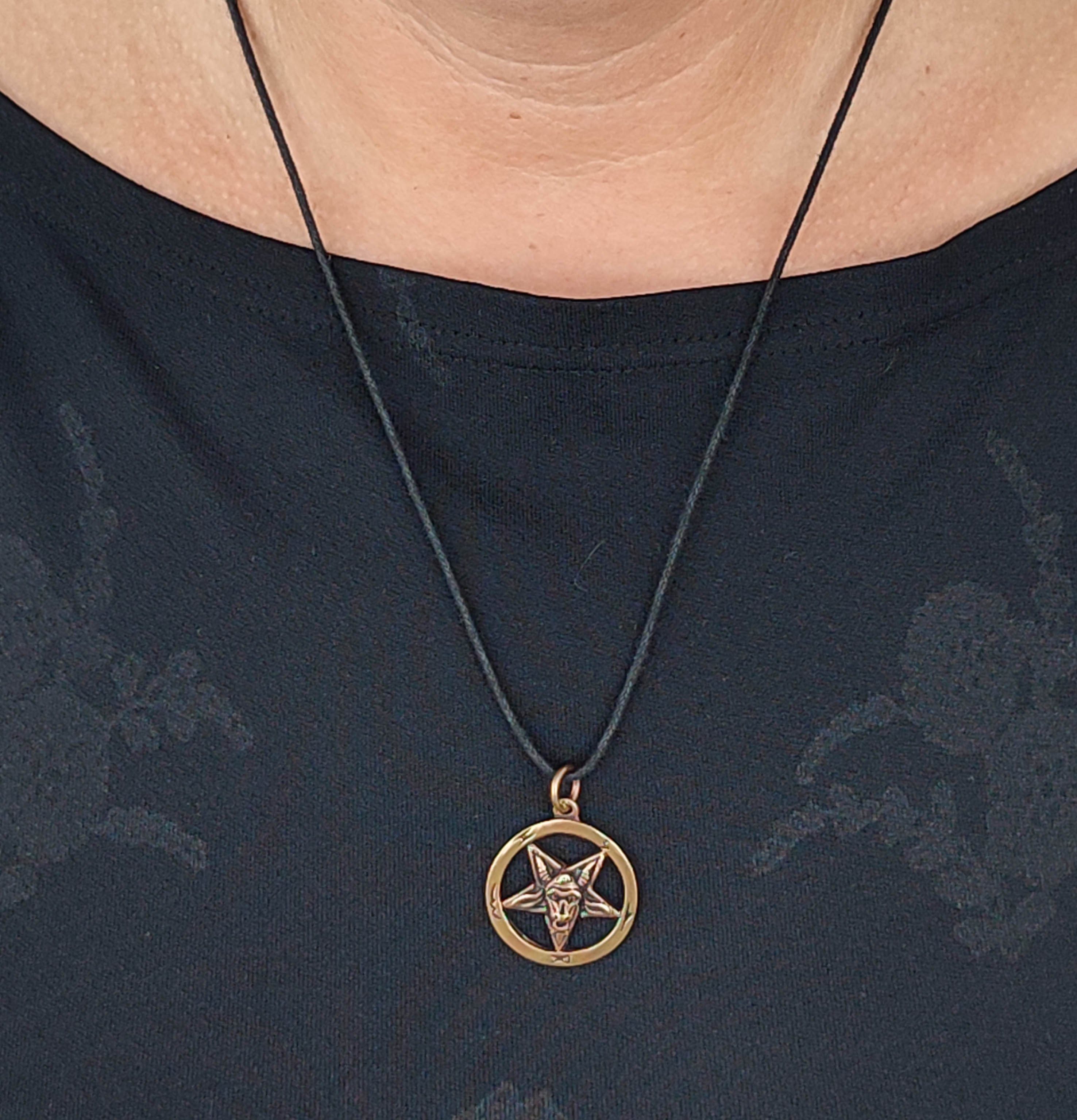 Kiss of Leather Kettenanhänger Pentagramm Anhänger Bronze Baphomet Drudenfuß Teufel schwarze Magie