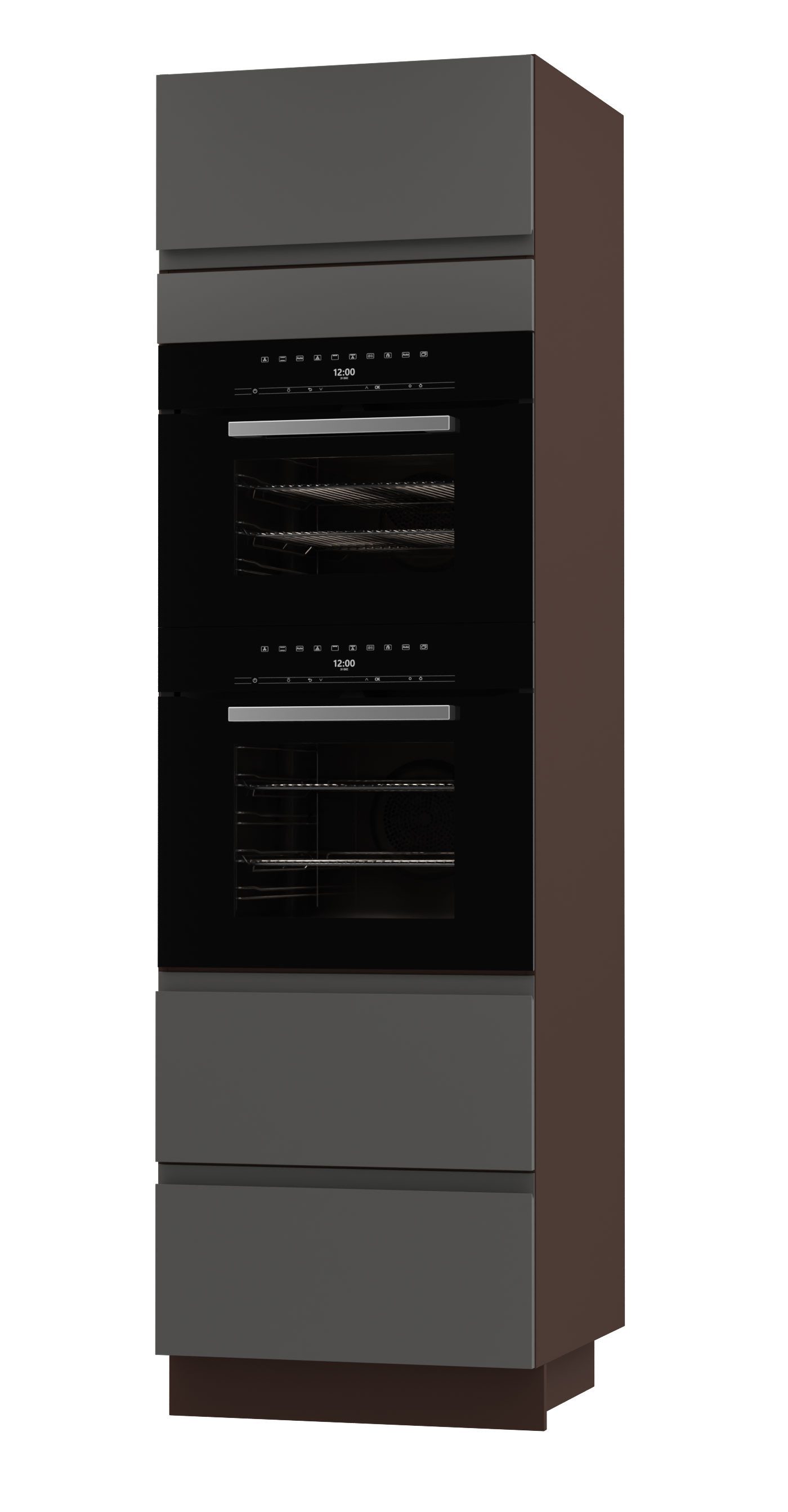 Feldmann-Wohnen Backofenumbauschrank Avellino (D14/RU/2R-284, Umbauschrank mit Klappe und 2 Schubladen (REJS-Vollauszug), 1-St., moderne Optik, Acrylfronten, Griffmulden) 60x59x207cm grifflos lava - graphit Acryl lava (AV-D14/RU/2R-284)