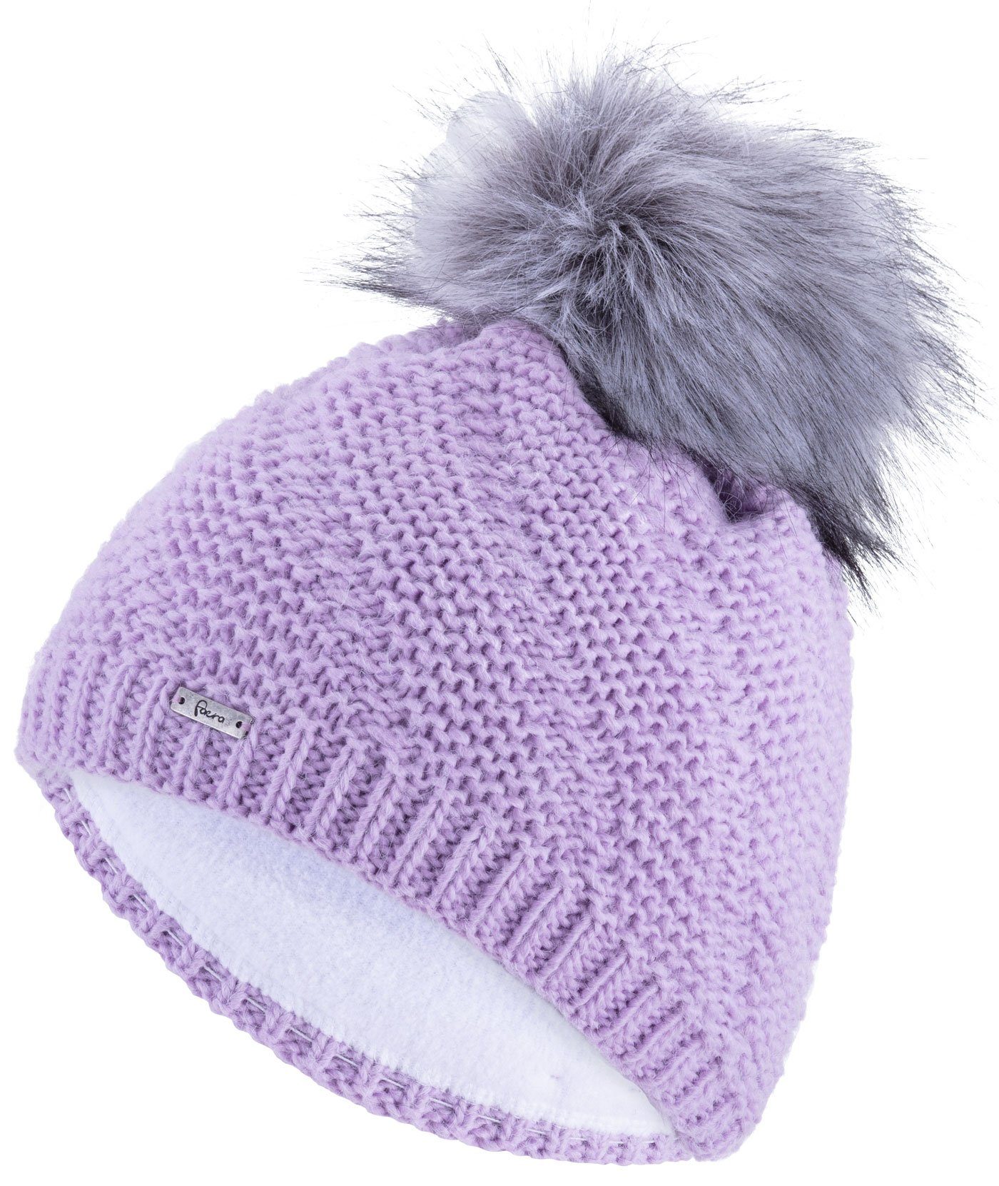 Faera Bommelmütze Wintermütze Damen Herren Mütze Beanie Haube gefüttert Strickmütze