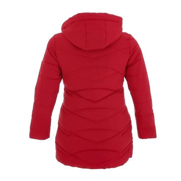 Ital-Design Winterjacke Damen Freizeit Kapuze (abnehmbar) Gefüttert Winterjacke in Rot