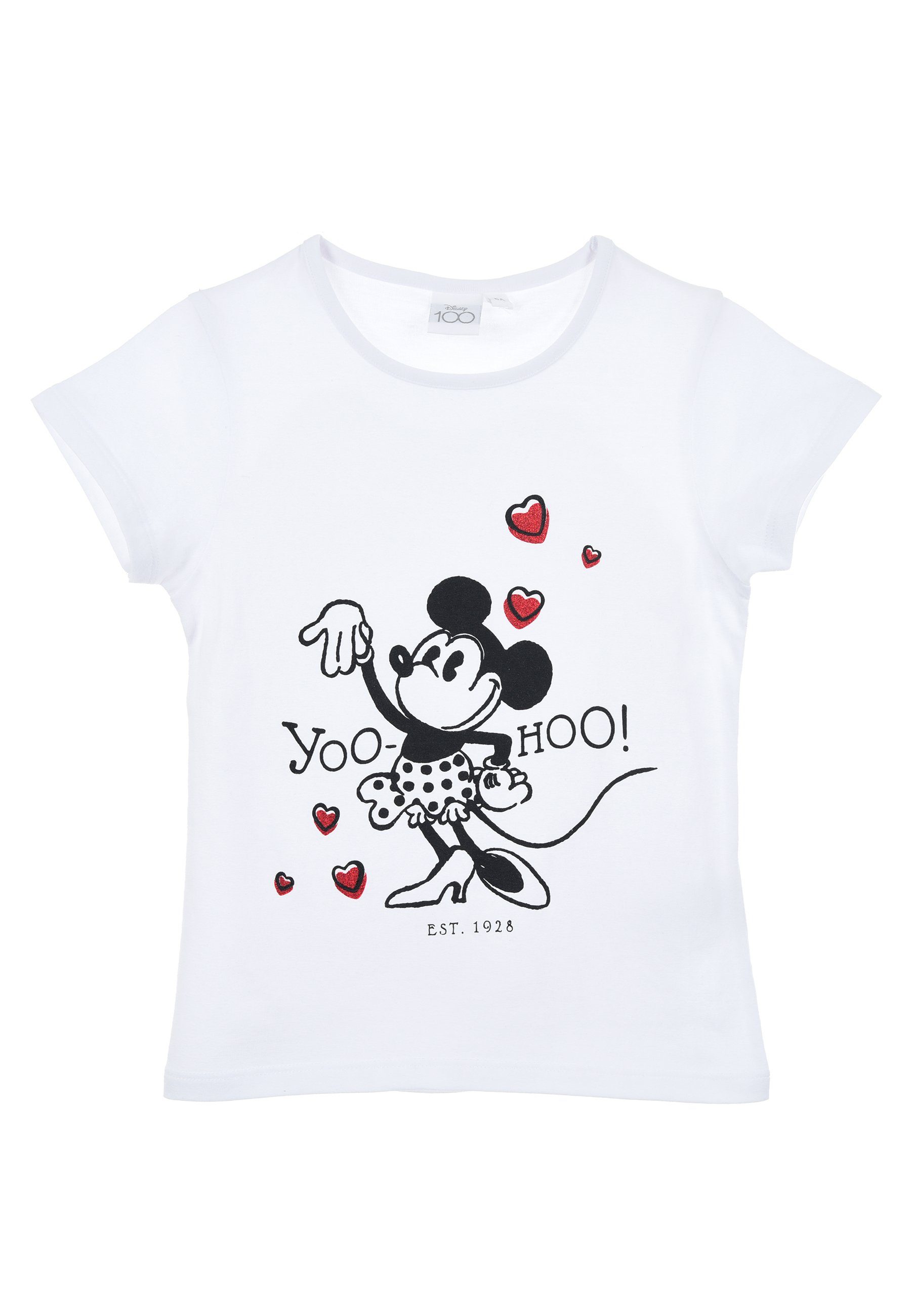 Minnie Kurzarm-Shirt Oberteil Weiß Mouse Retro Kinder Sommer Mädchen T-Shirt Disney