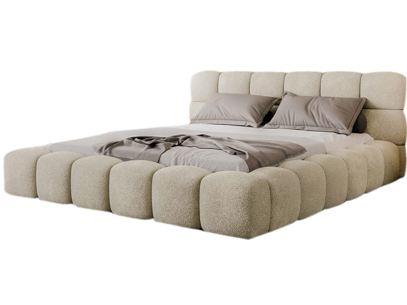 Compleo Polsterbett BUBBLE boucle Designerbett 140/160/180x200 BIZU, Wolken günstig online kaufen