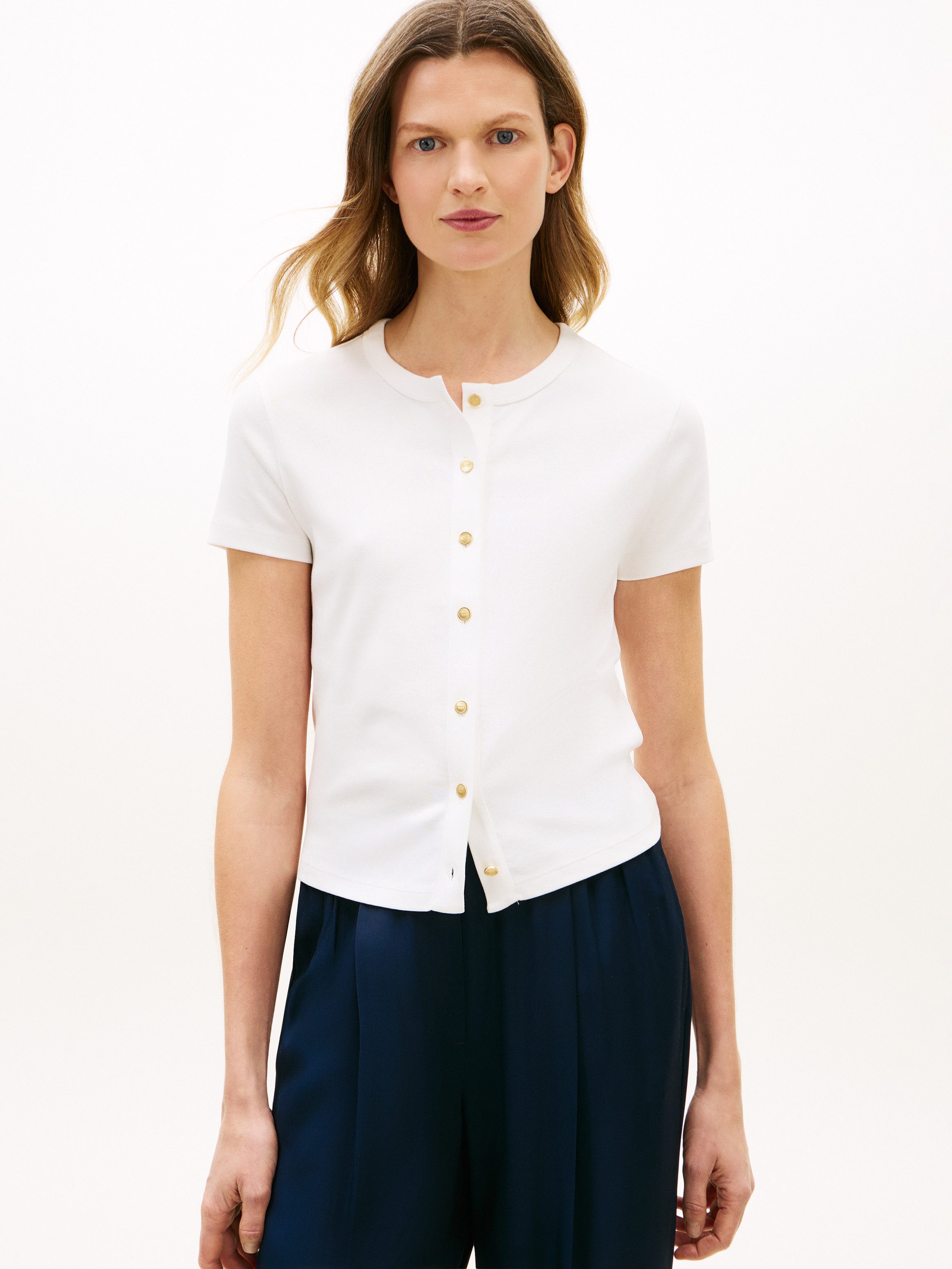 Tommy Hilfiger Kurzarmshirt GOLD BUTTON SLIM SS TEE