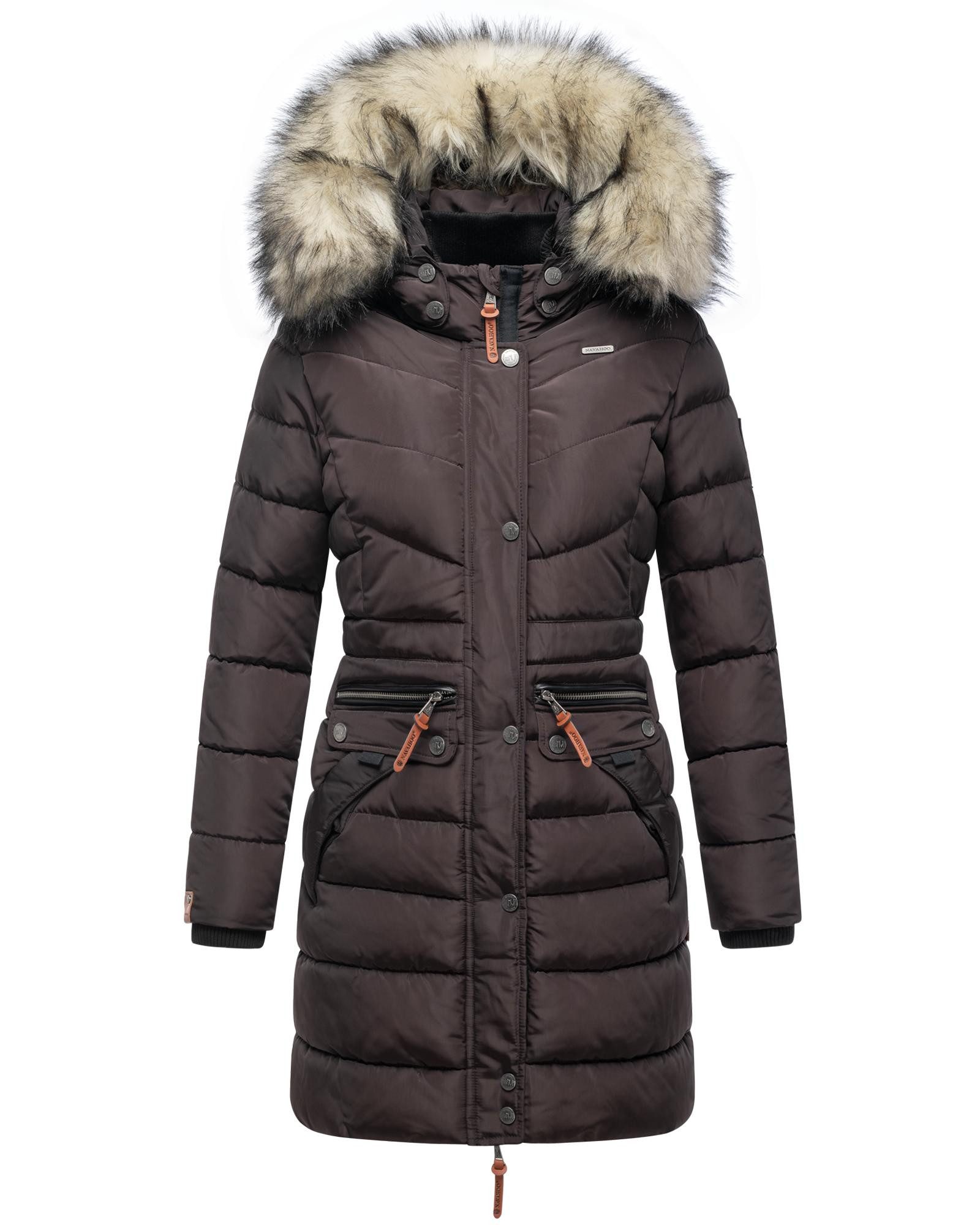 Navahoo Steppmantel Paula stylischer Winter Parka m. edlem Fellimitat